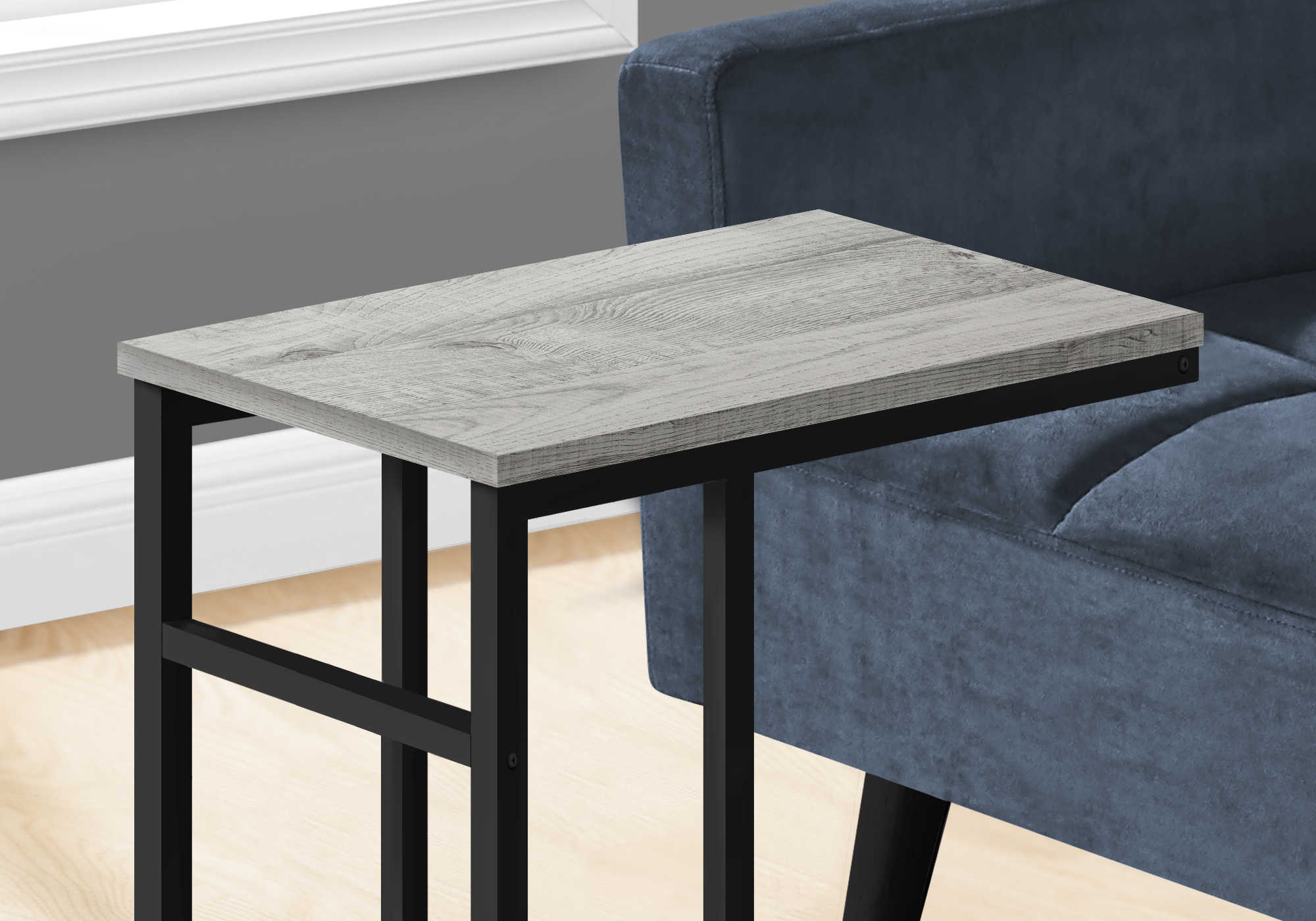 TABLE DE CHEVET - 24"H / GRIS / METAL NOIR – I 2171.