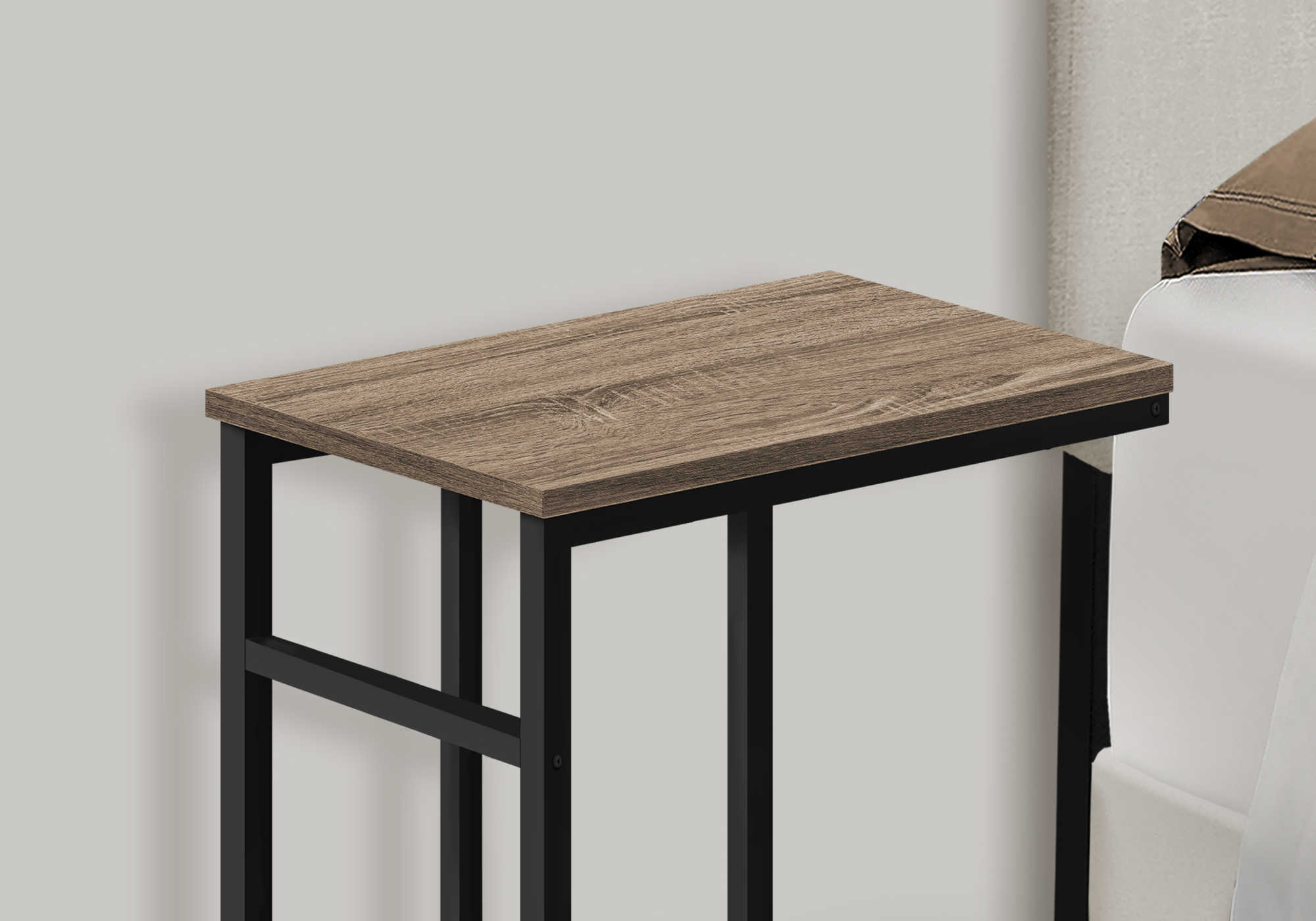 TABLE DE CHEVET - 24"H / TAUPE FONCE / METAL NOIR – I 2172.
