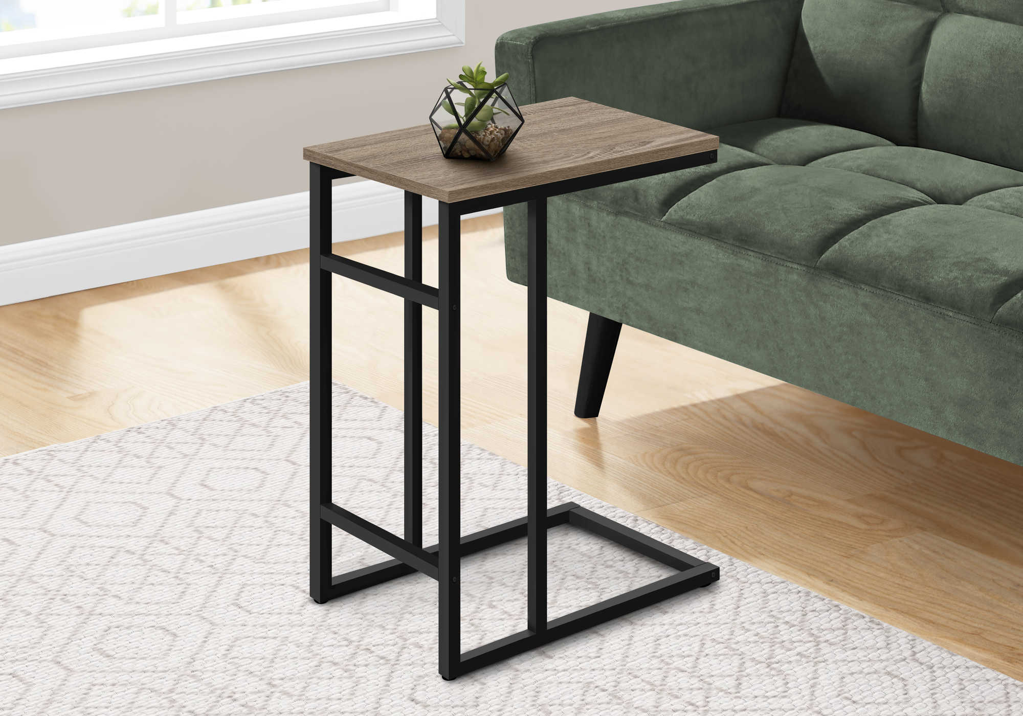 TABLE DE CHEVET - 24"H / TAUPE FONCE / METAL NOIR – I 2172.