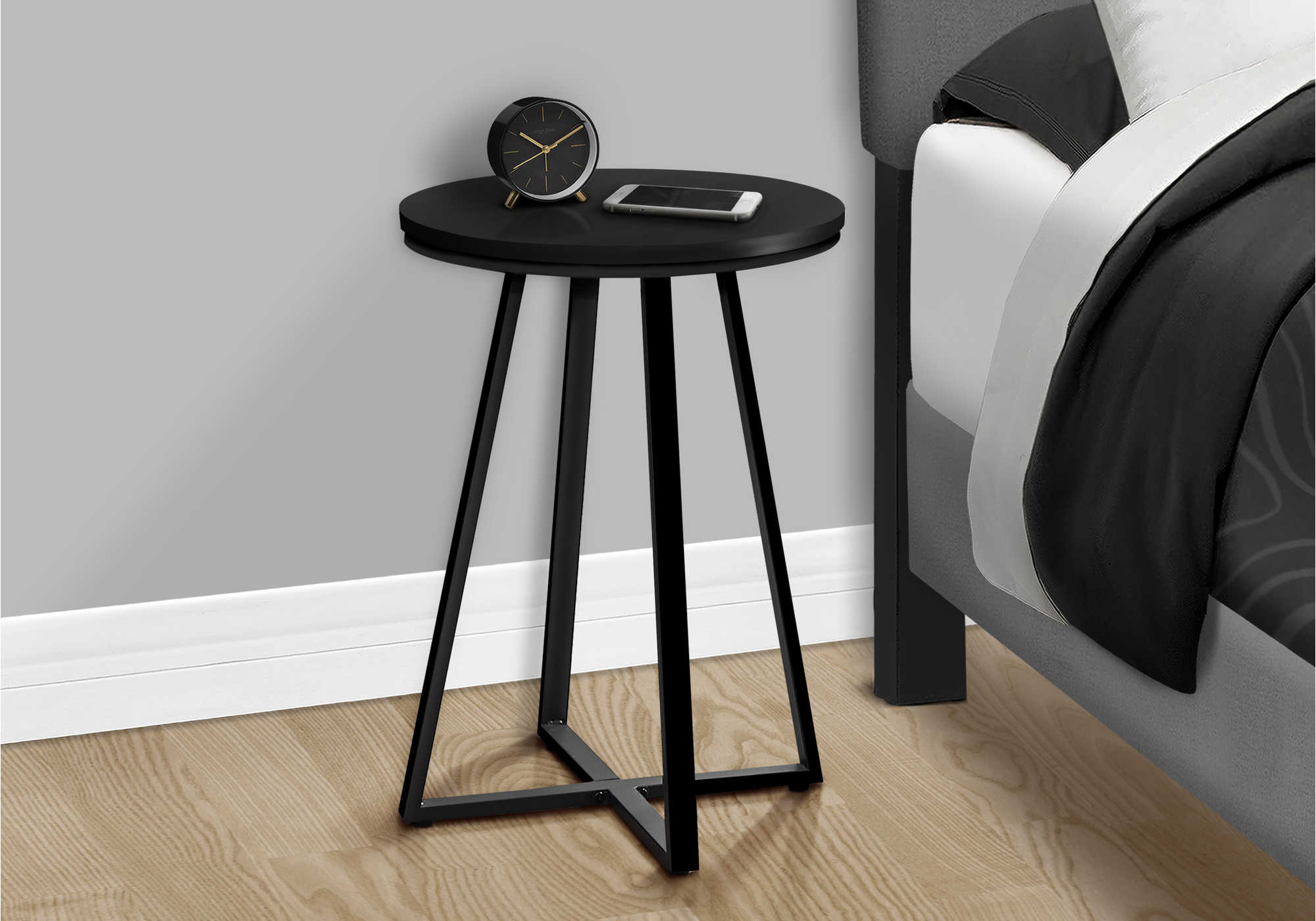 TABLE DE CHEVET - 22"H / NOIR / METAL NOIR – I 2175.