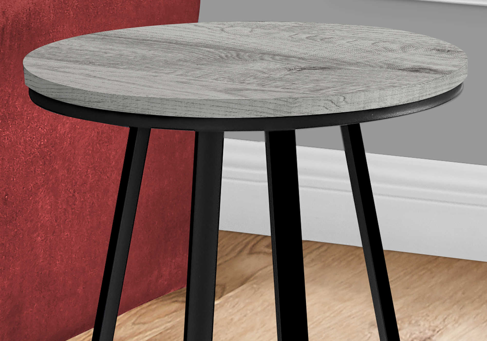 TABLE DE CHEVET - 22"H / GRIS / METAL NOIR – I 2176.