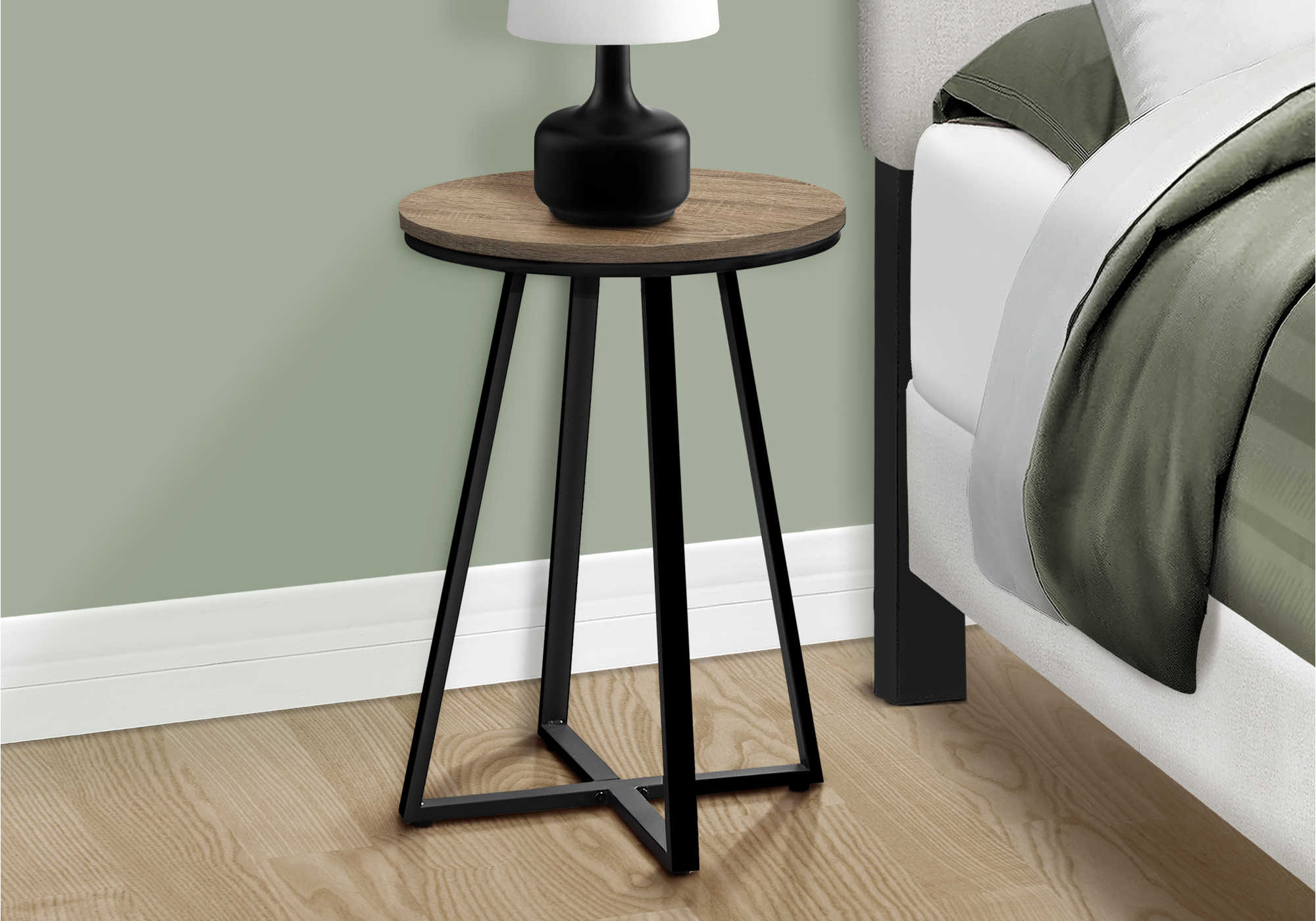 TABLE DE CHEVET - 22"H / TAUPE FONCE / METAL NOIR – I 2177.
