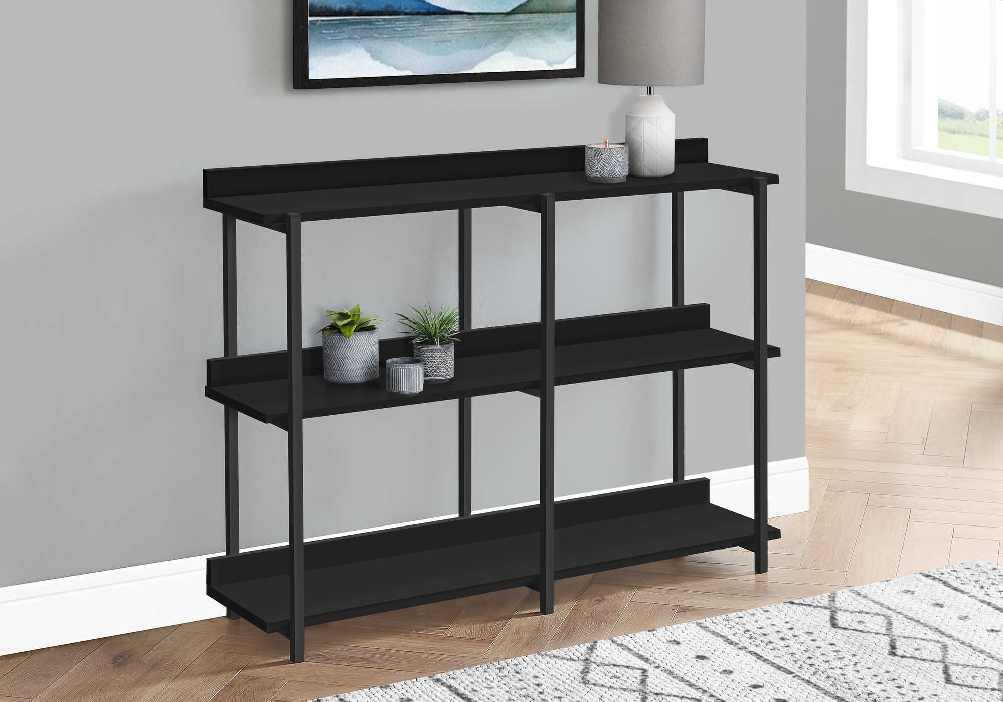 TABLE D'APPOINT - 48"L / CONSOLE NOIR / METAL NOIR – I 2219.
