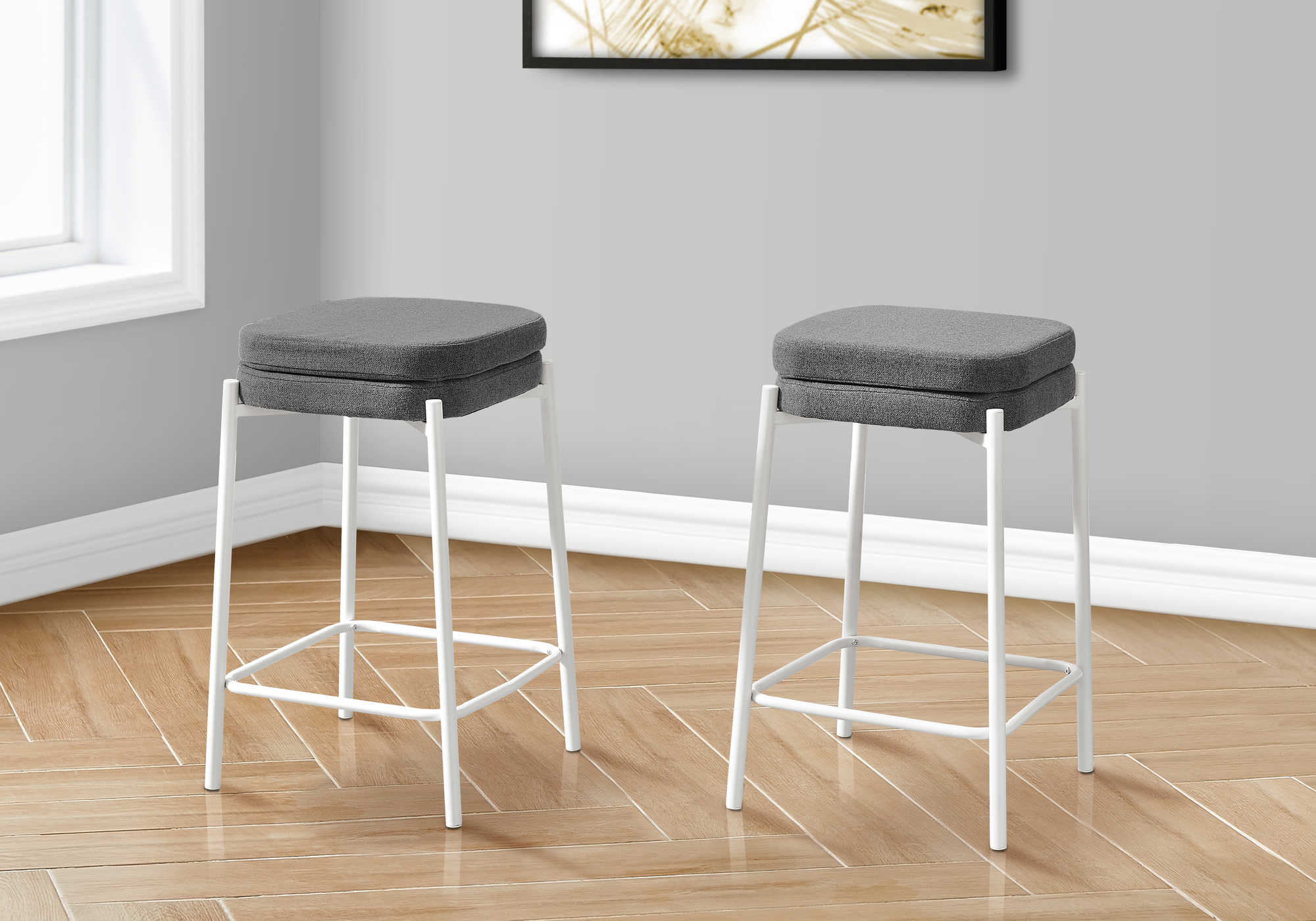 TABOURET DE BAR - 2PCS / GRIS / BLANC HAUTEUR COMPTOIR – I 2227