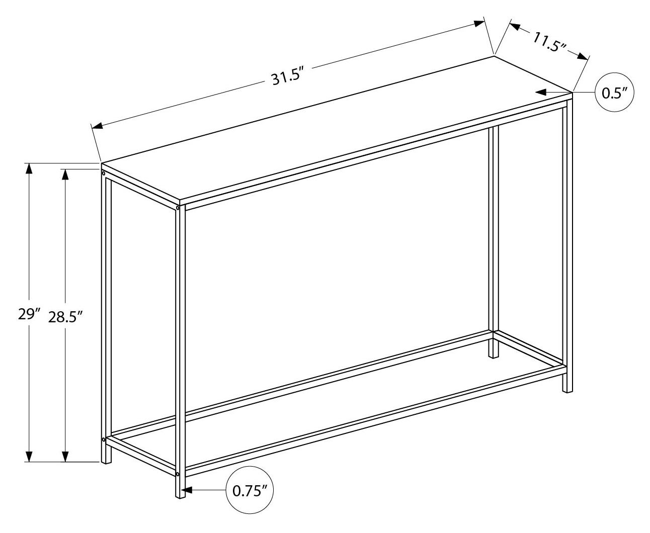 TABLE D'APPOINT - 32"L / CONSOLE BLANC / METAL NOIR – I 2252.