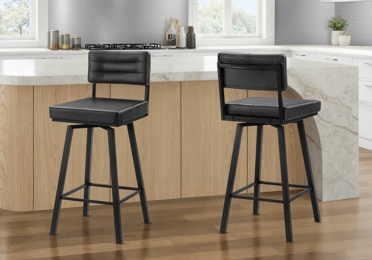 TABOURET DE BAR - 2PCS / 35"H / PU NOIR / HAUTEUR COMPTOIR – I 2280