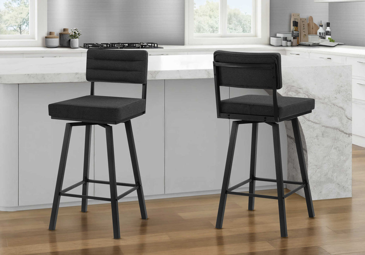 TABOURET DE BAR - 2PCS / 35"H / TISSU NOIR/ HAUTEUR COMPTOIR – I 2282