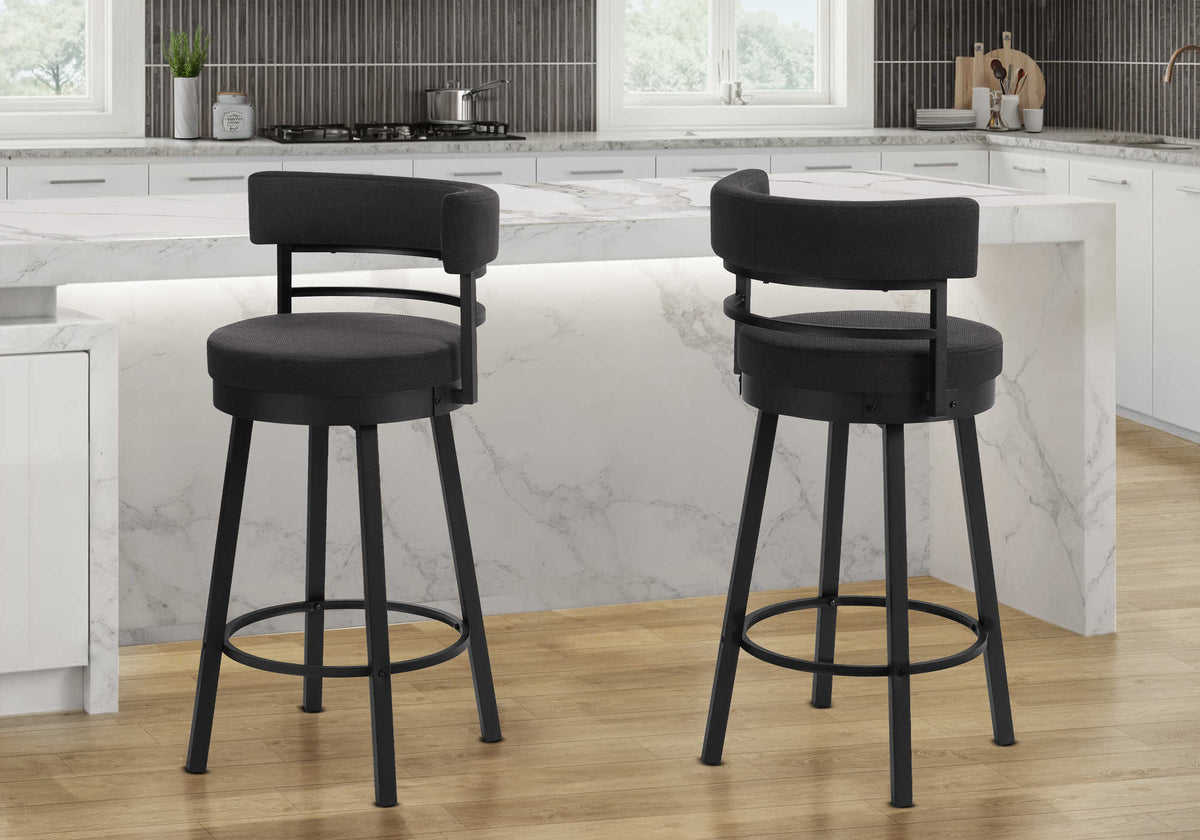TABOURET DE BAR - 2PCS / 34"H COMPTOIR / PIVOTANT / TISSU NOIR – I 2285