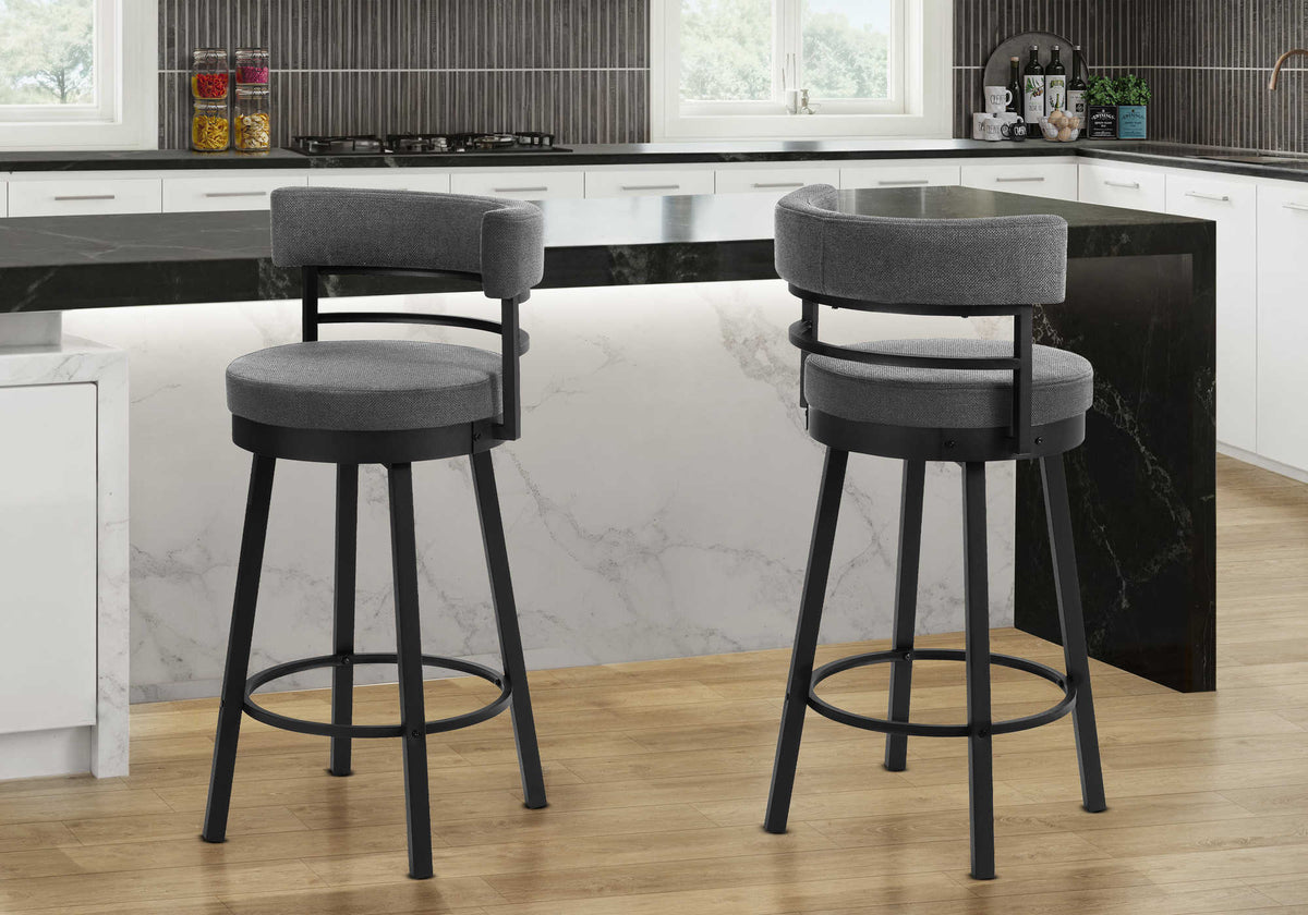 TABOURET DE BAR - 2PCS / 34"H COMPTOIR / PIVOTANT / TISSU GRIS – I 2286