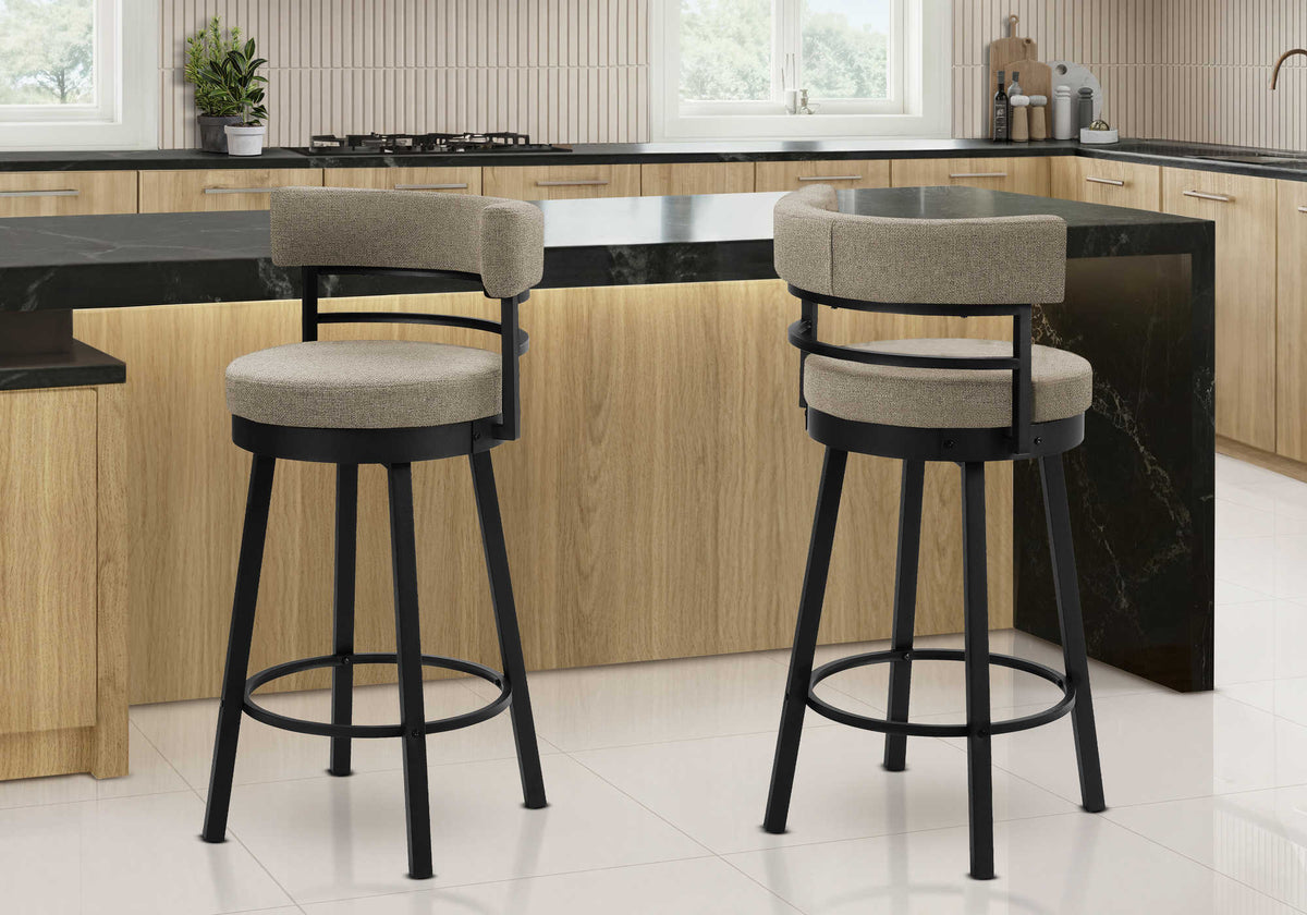 TABOURET DE BAR - 2PCS / 34"H COMPTOIR / PIVOTANT / TISSU BEIGE – I 2287