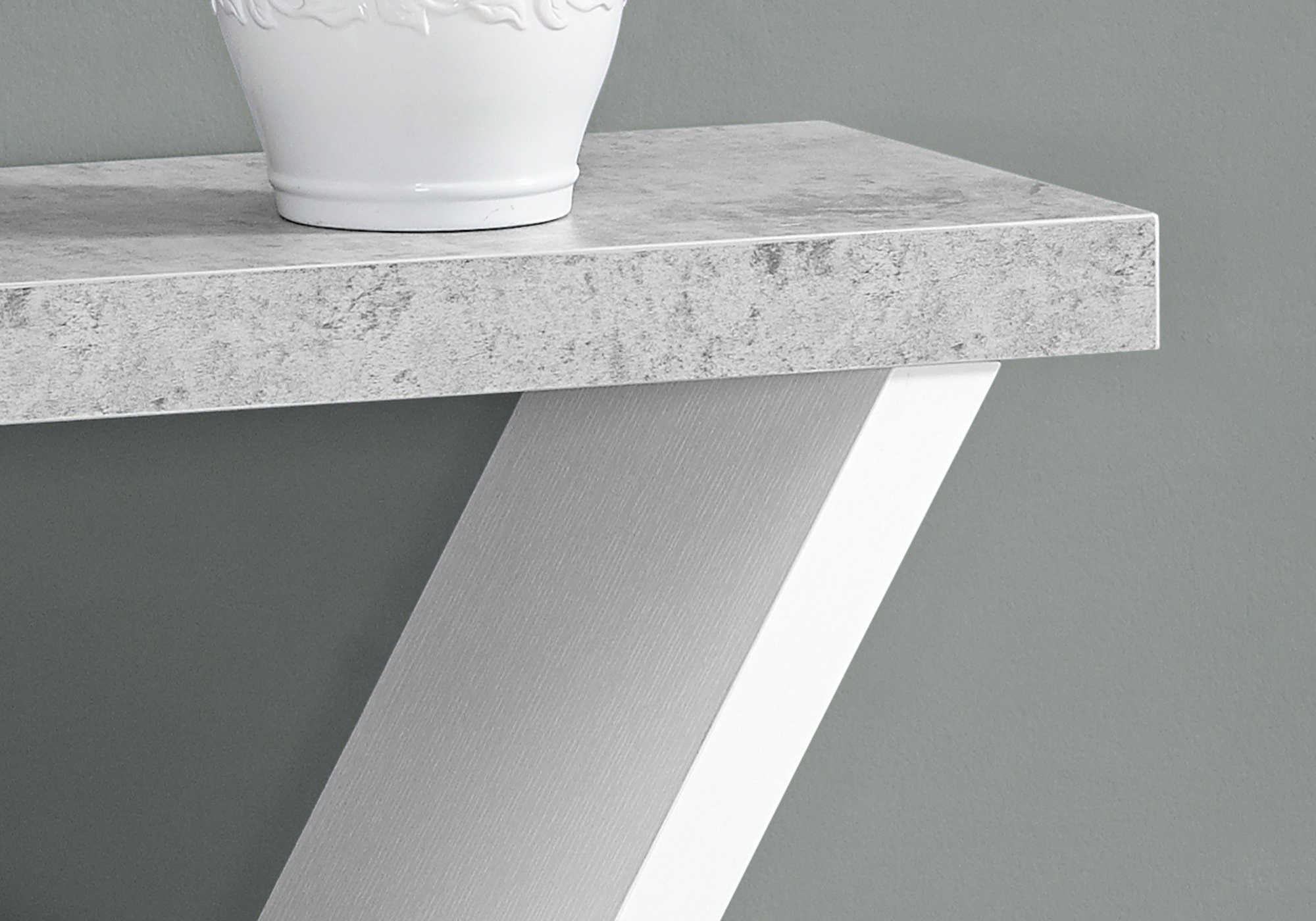TABLE D'APPOINT - 36"L / CONSOLE BLANC / SIMILI-CIMENT – I 2405.