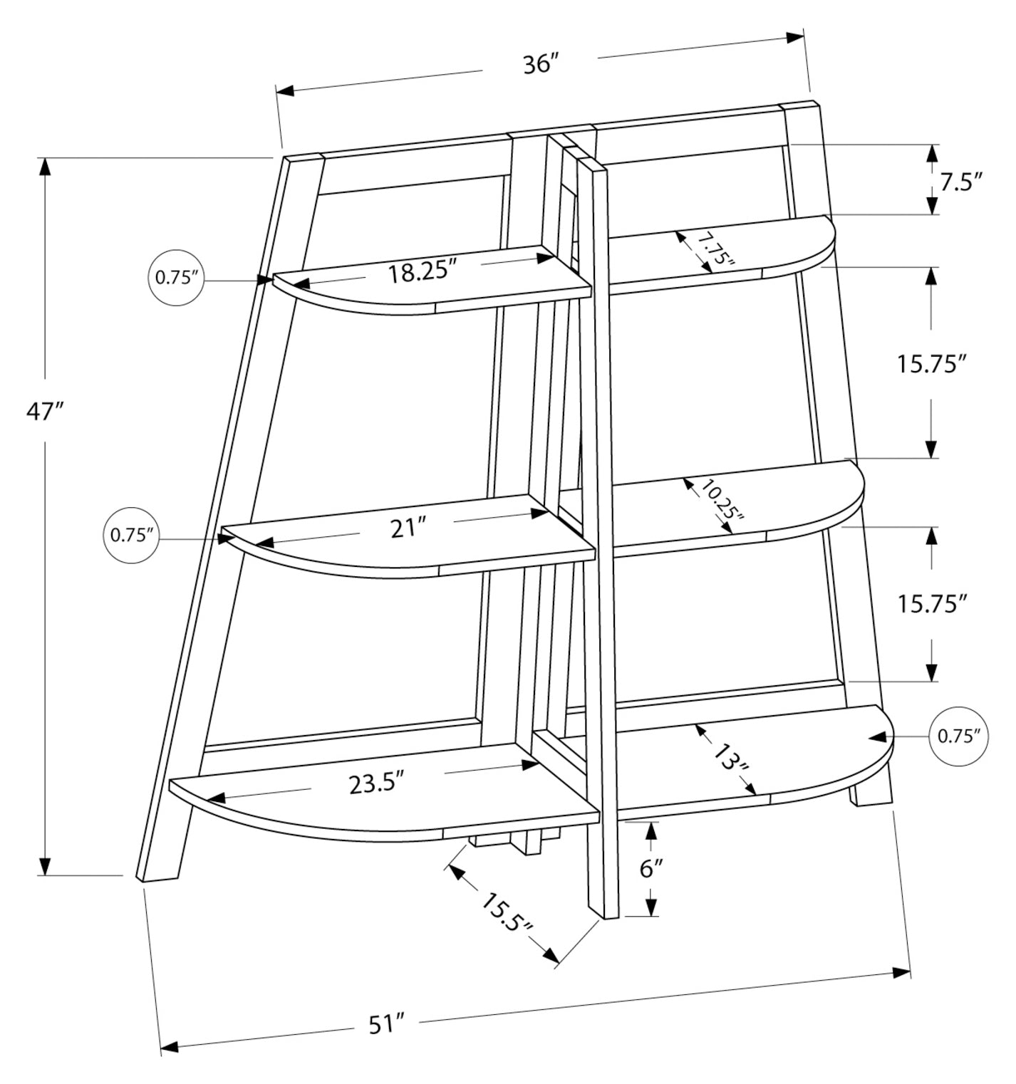 ETAGERE - 48"H / ETAGERE D'APPOINT BLANC – I 2427