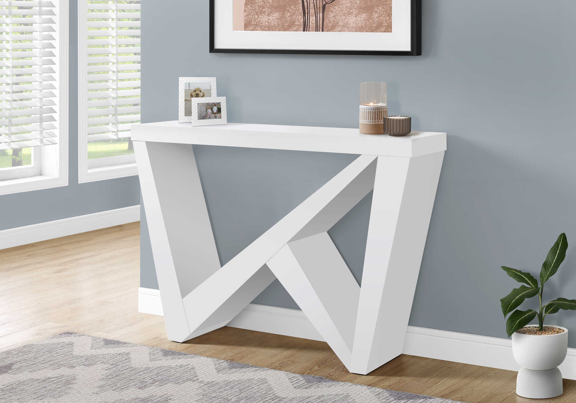TABLE D'APPOINT - 48"L / CONSOLE D'ENTREE BLANC – I 2429.