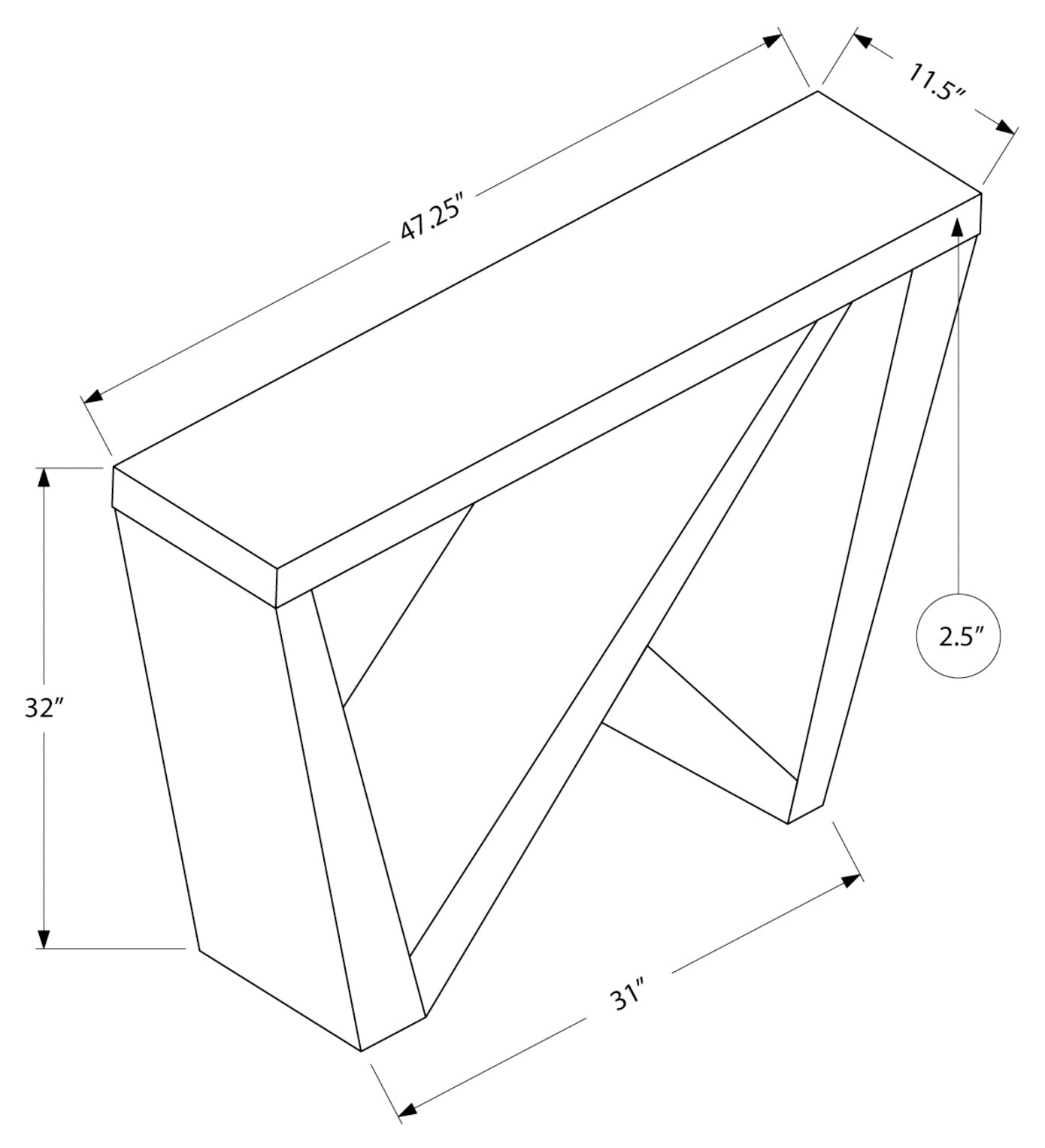 TABLE D'APPOINT - 48"L / CONSOLE D'ENTREE BLANC – I 2429.