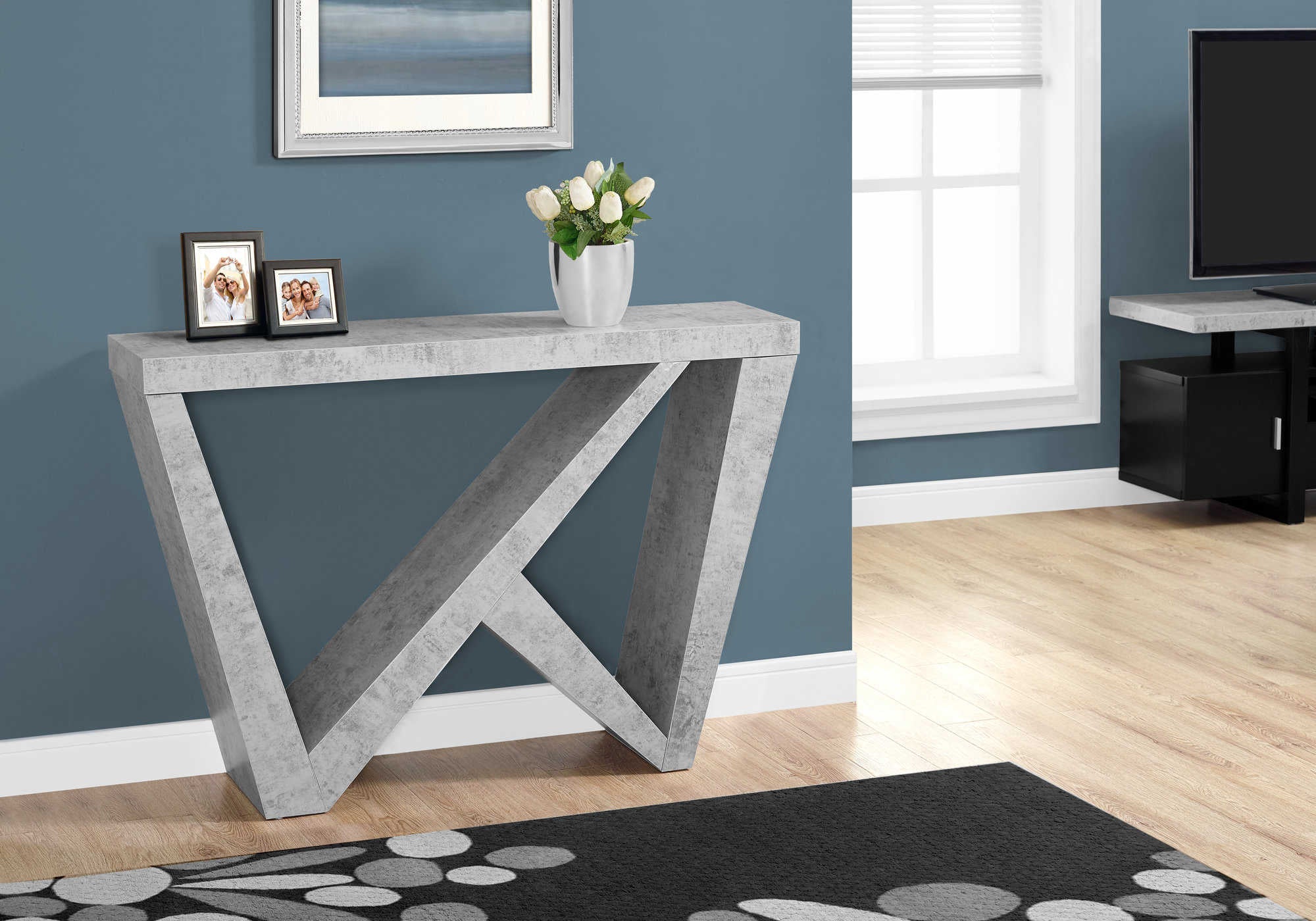 TABLE D'APPOINT - 48"L / CONSOLE D'ENTREE SIMILI-CIMENT – I 2436.