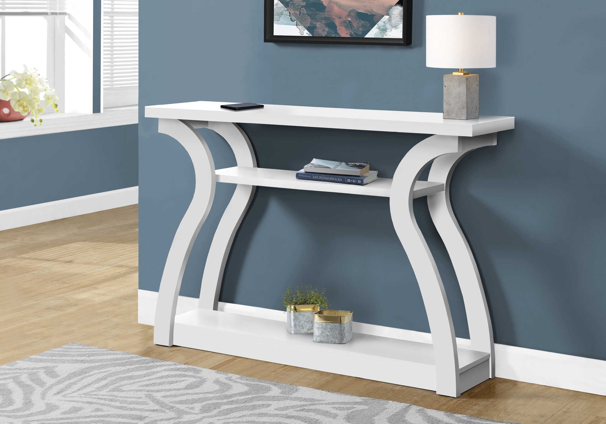 TABLE D'APPOINT - 47"L / CONSOLE D'ENTREE BLANC – I 2438.