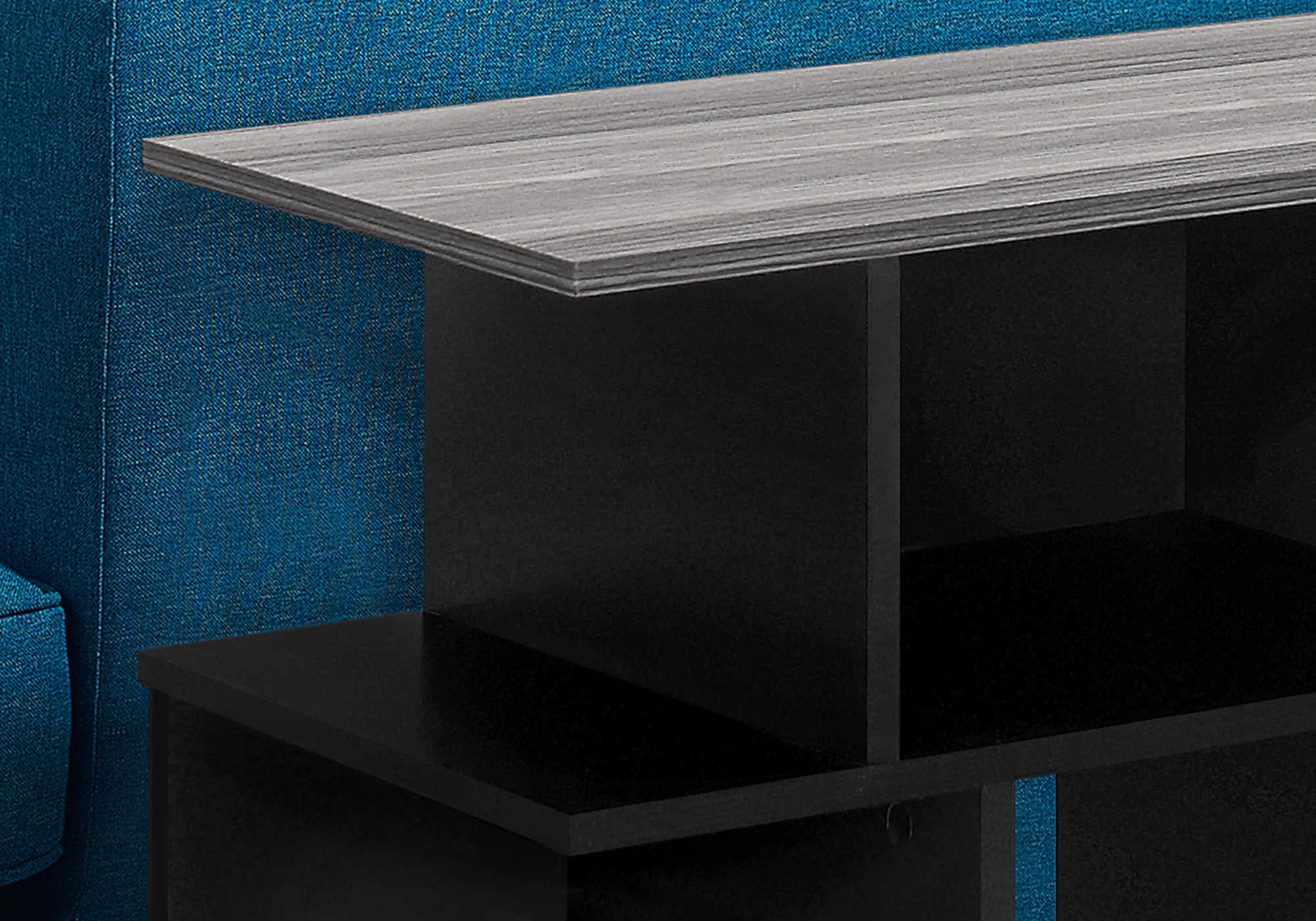 TABLE DE CHEVET - 24"H / NOIR / DESSUS GRIS – I 2477.