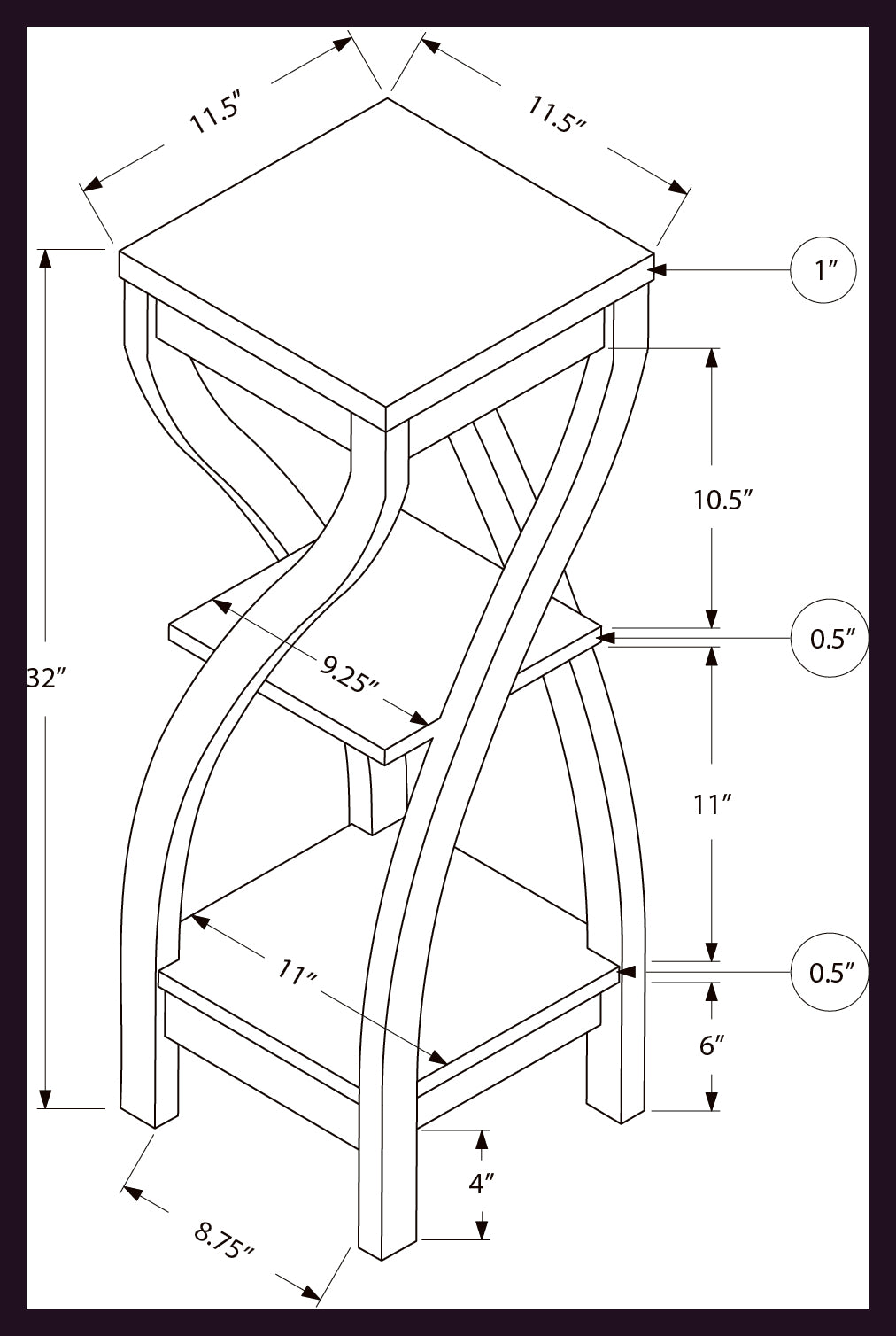 TABLE DE CHEVET - 32"H / BLANCHE – I 2479.
