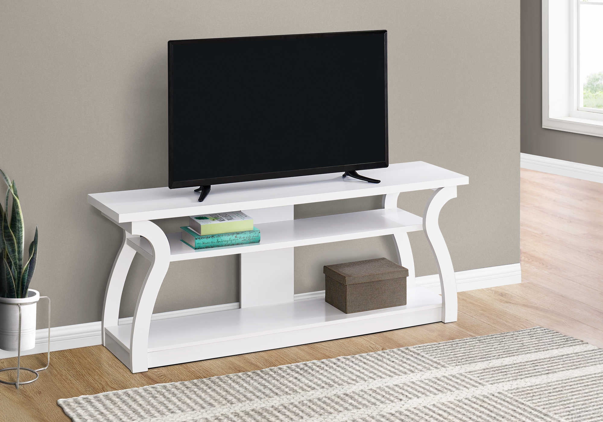 Image of tv stand - 60"l / white  i 2665.