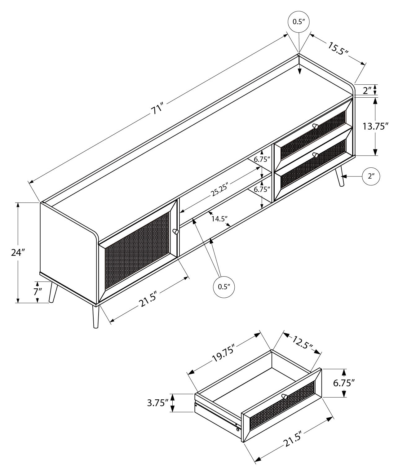 MEUBLE TV - 72"L / NOIR – I 2724