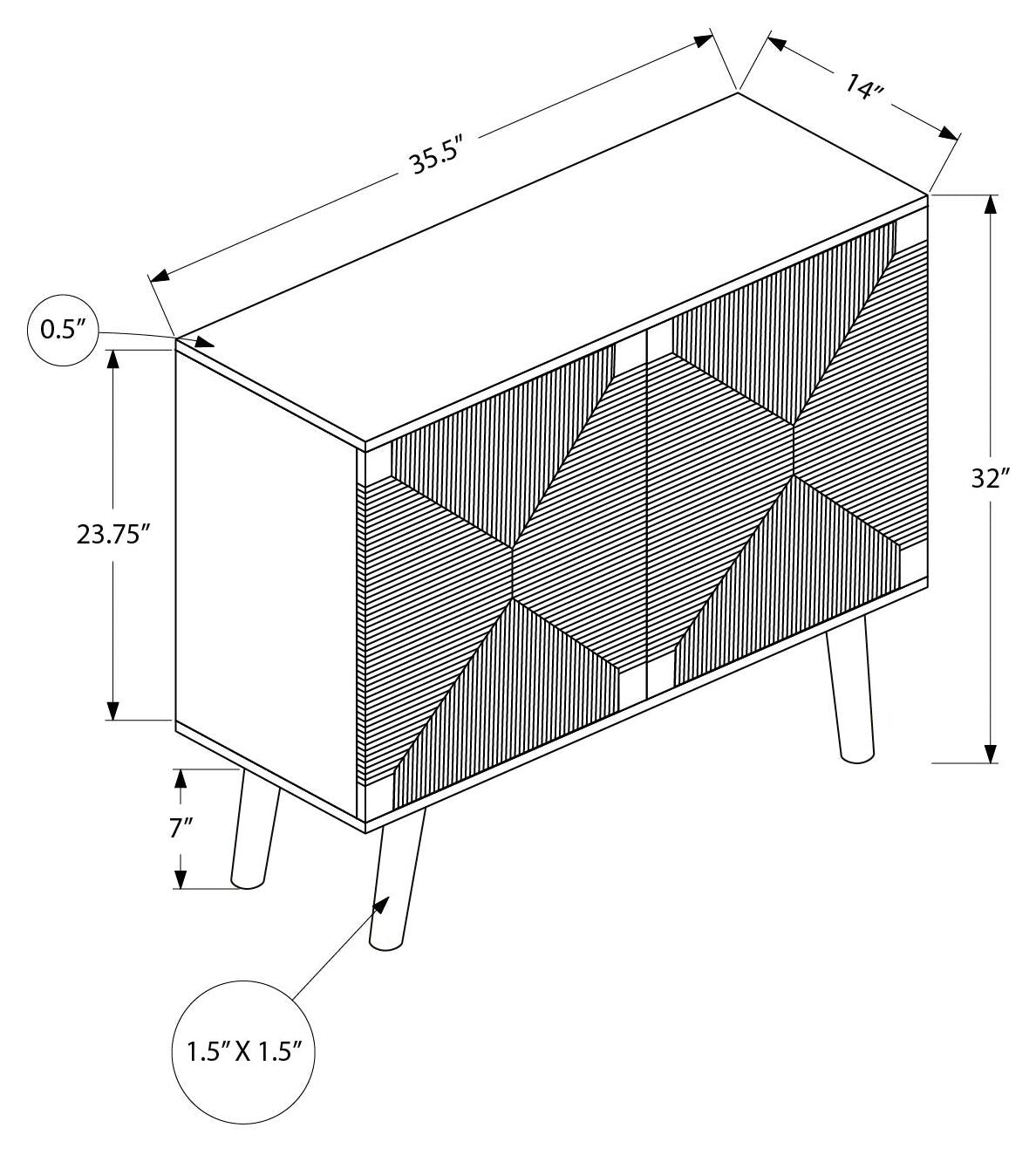 COMMODE - 32"H / ASPECT JONC DE MER / NOYER PALE - 2 PORTES – I 2729