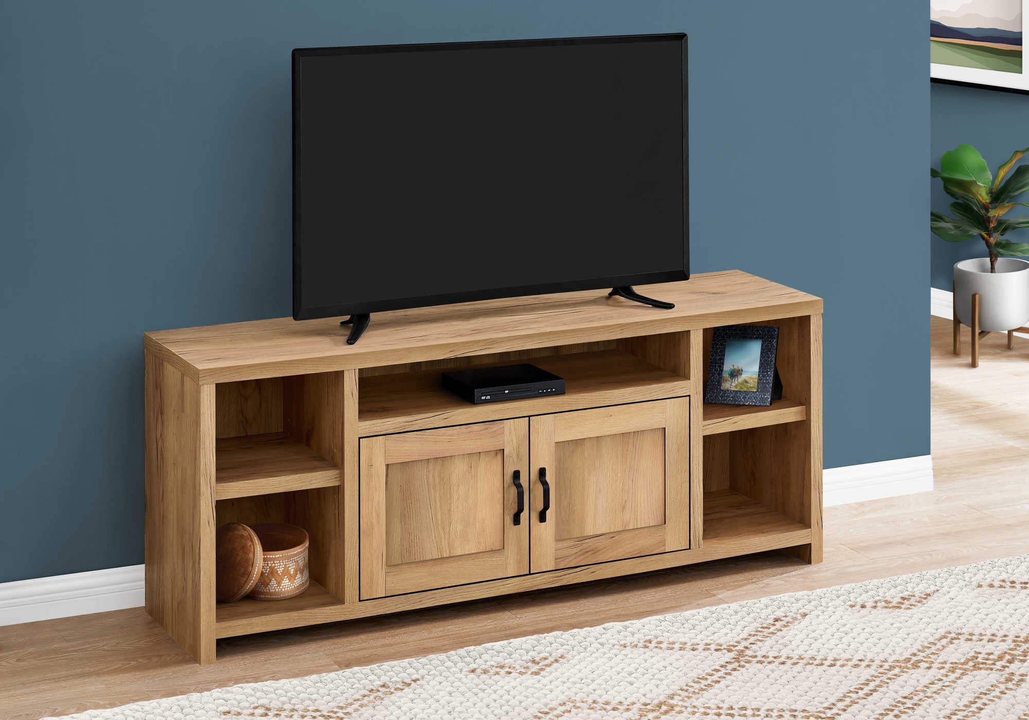 Image of tv stand - 60"l / golden pine reclaimed wood-look   i 2744.