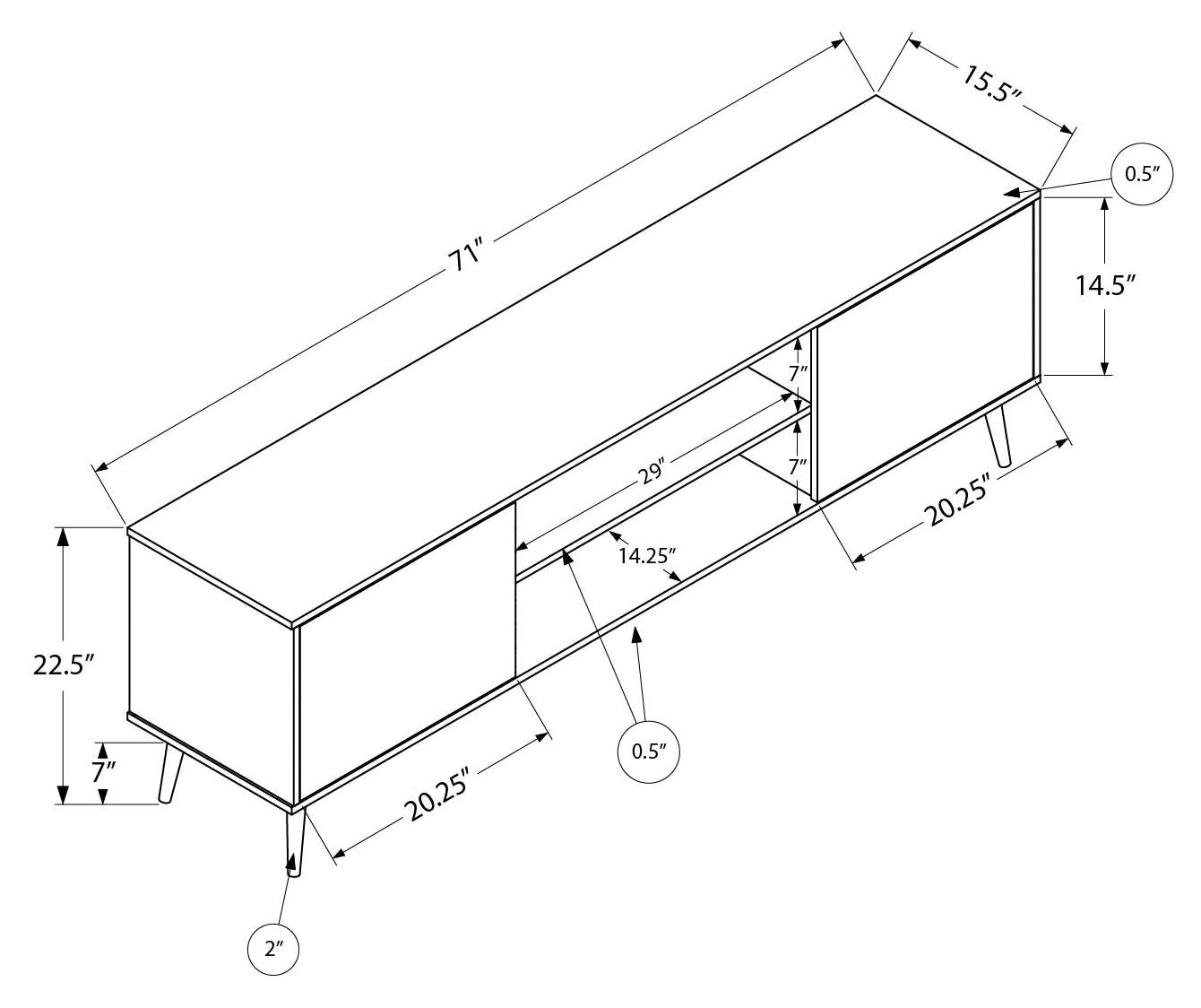 MEUBLE TV - 72"L / NATUREL AVEC 2 PORTES SIMILI-BOIS – I 2777