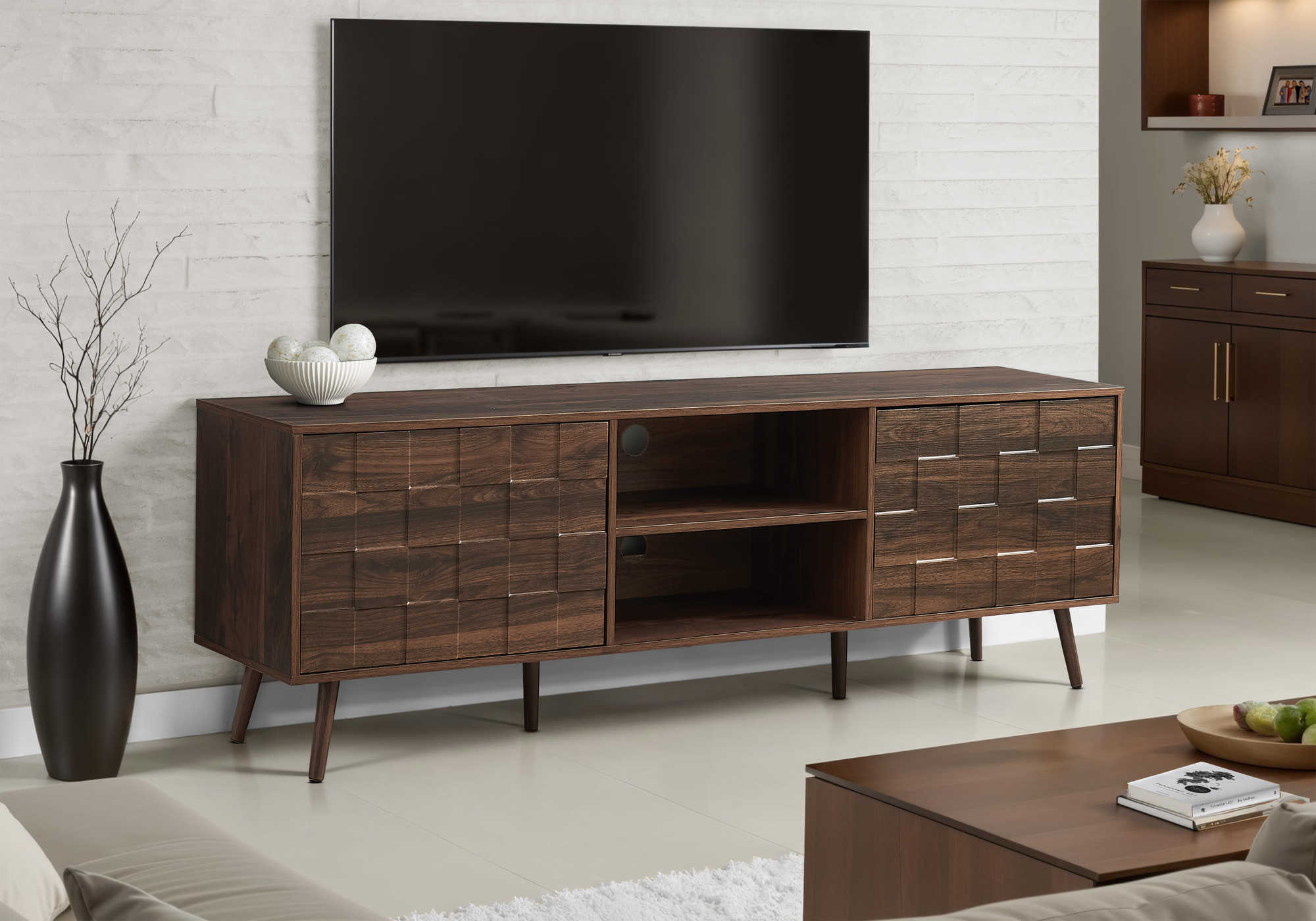 MEUBLE TV - 72"L / NOYER FONCE – I 2787