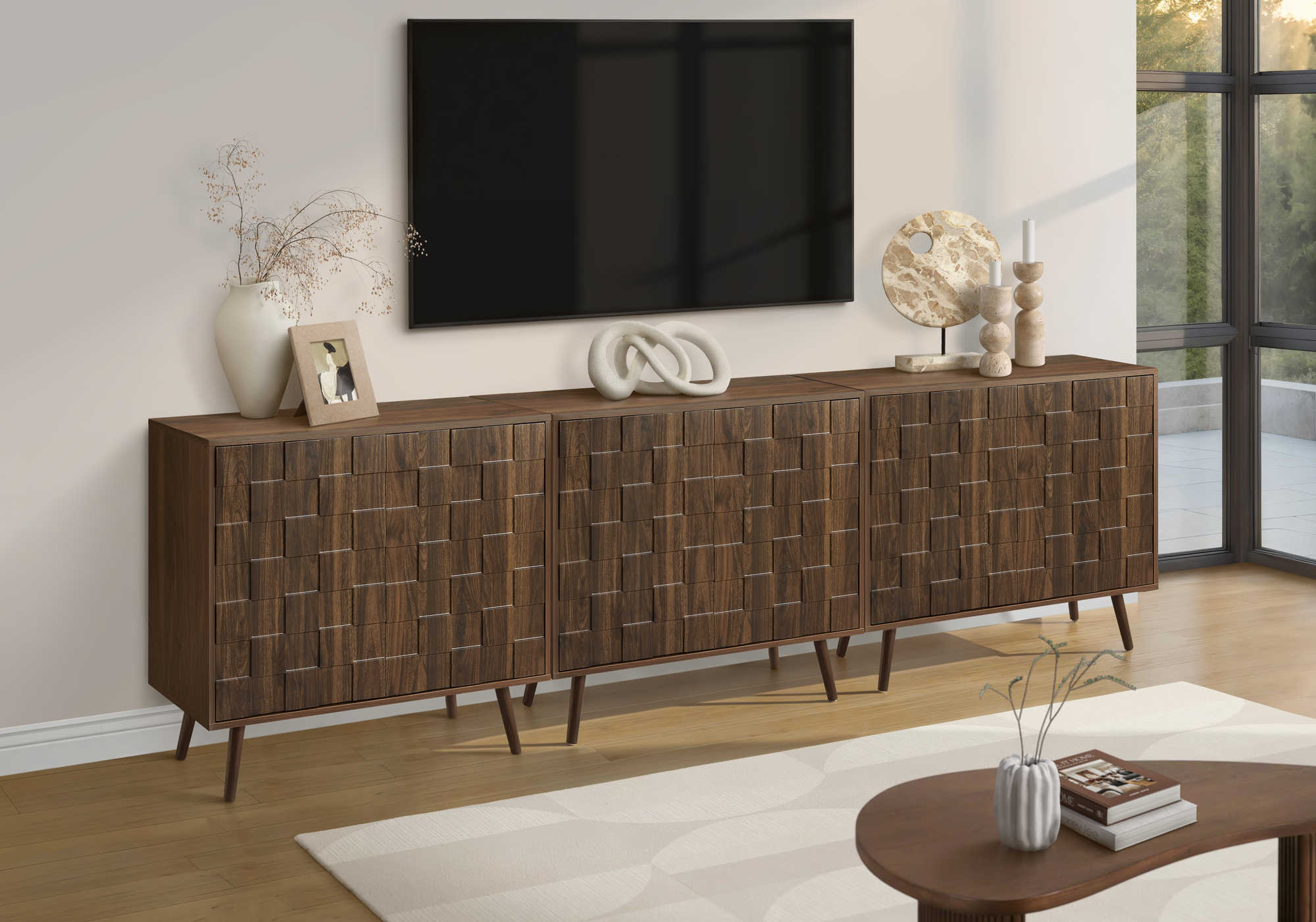 COMMODE - 32"H / NOYER FONCE AVEC 2 PORTES – I 2789