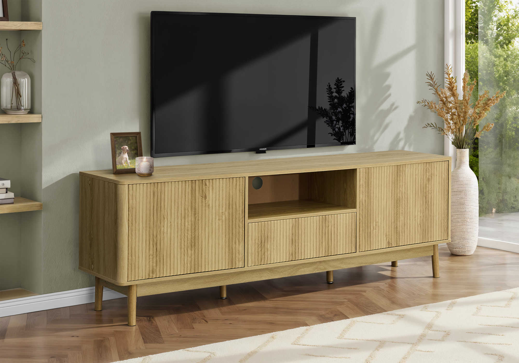 MEUBLE TV - 72"L / NOYER PALE – I 2834