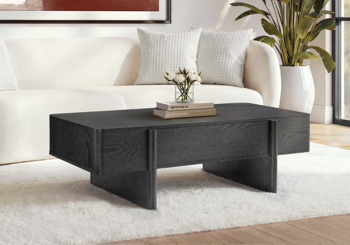 TABLE DE SALON - 48"L / BOIS NOIR AVEC 2 TIROIRS – I 2866