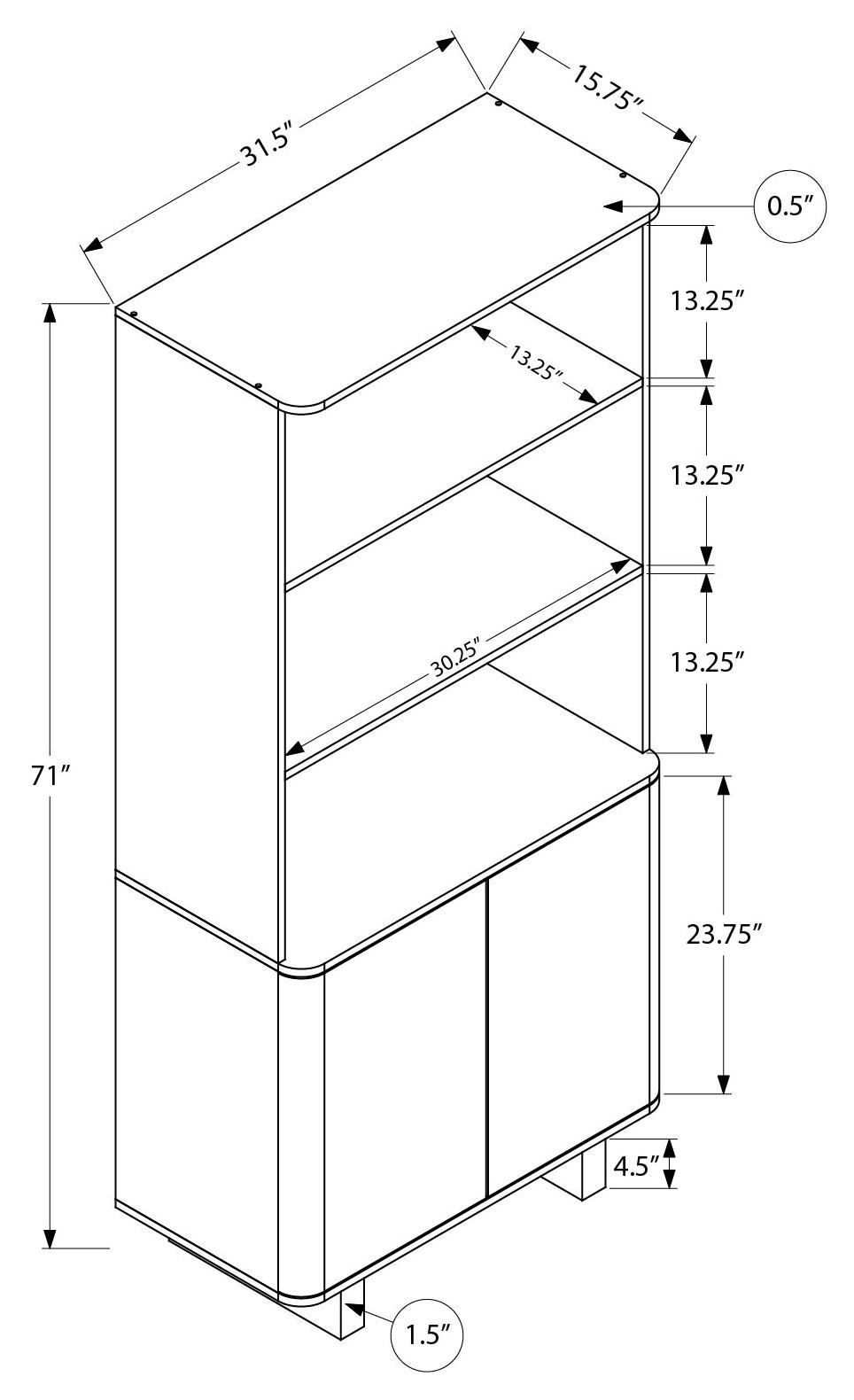 ETAGERE - 72"H / BOIS NOIR AVEC 2 PORTES – I 2868