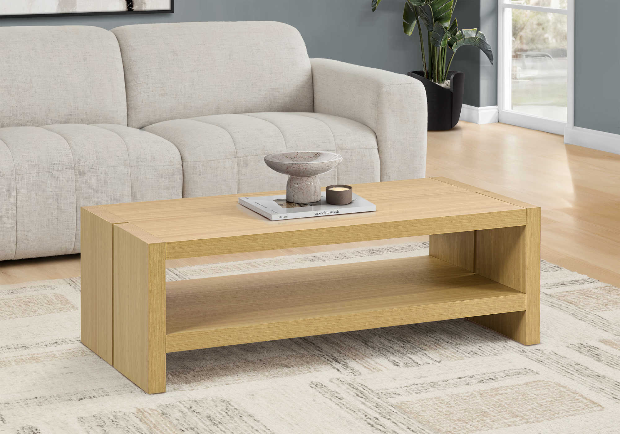 TABLE DE SALON - 48"L / CHENE NATUREL / ETAGERE INFERIEURE – I 2886