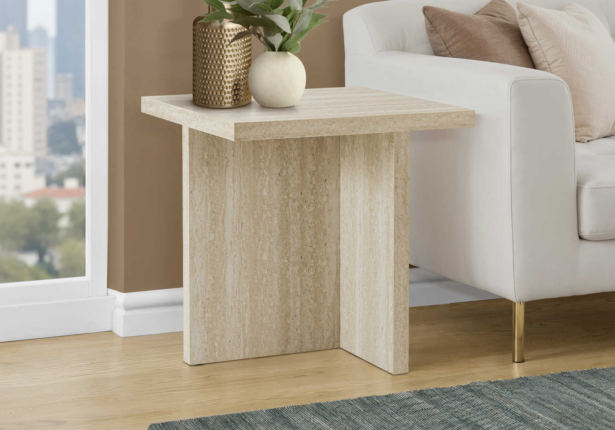 TABLE D'APPOINT - 24"H / PIERRE DE TRAVERTIN – I 2892