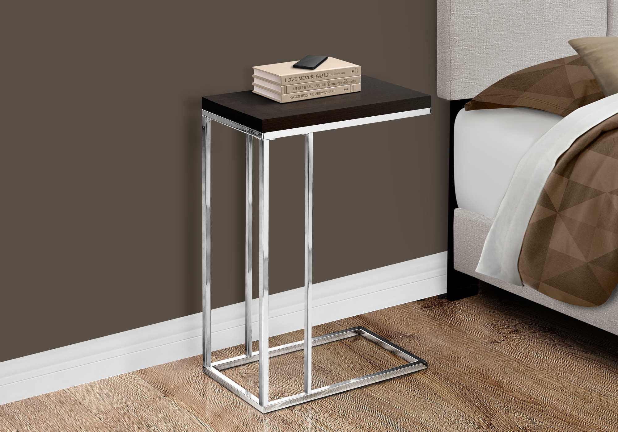 TABLE DE CHEVET - ESPRESSO / METAL CHROME – I 3007.