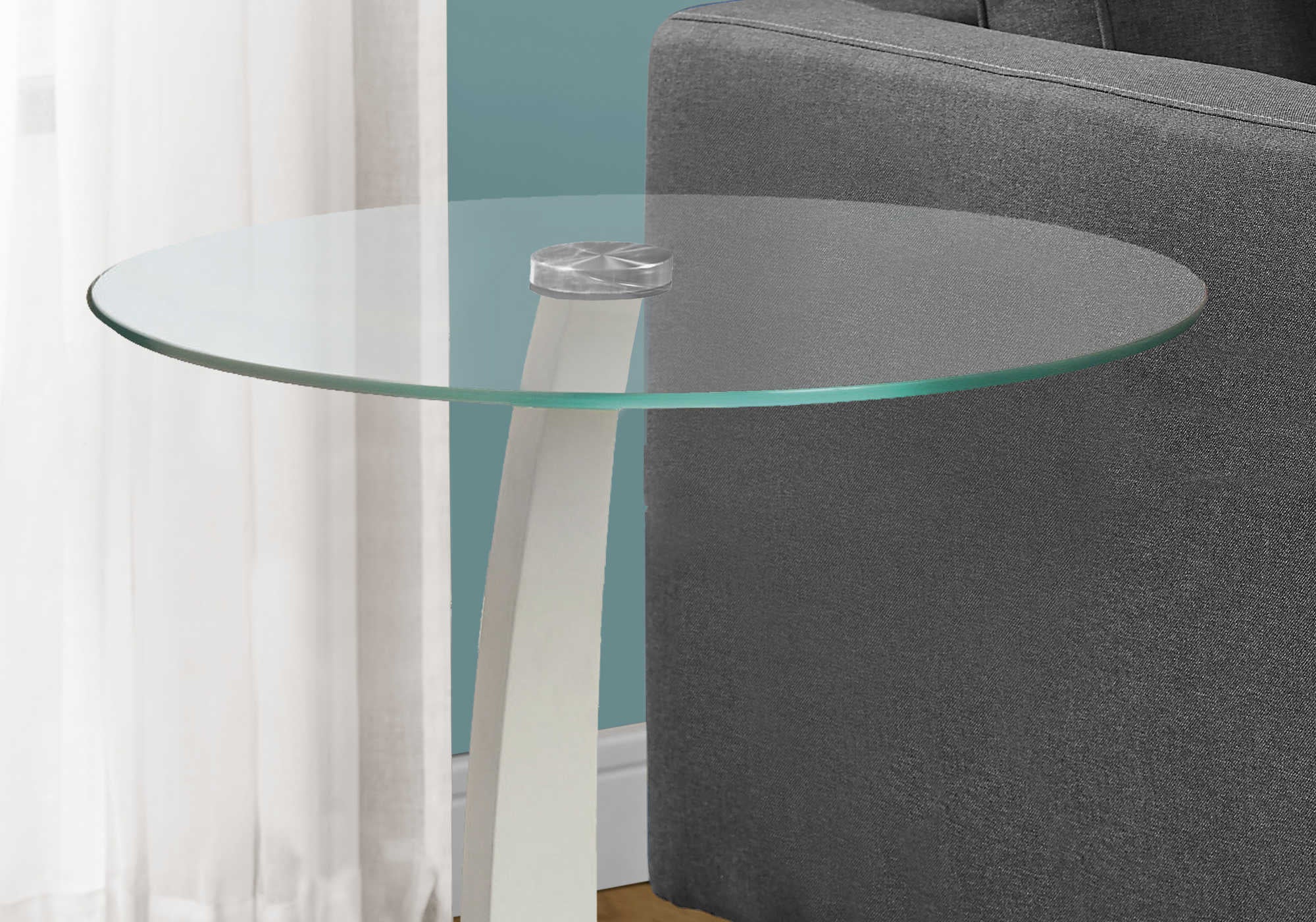TABLE DE CHEVET - BLANC AVEC VERRE TREMPE – I 3017.