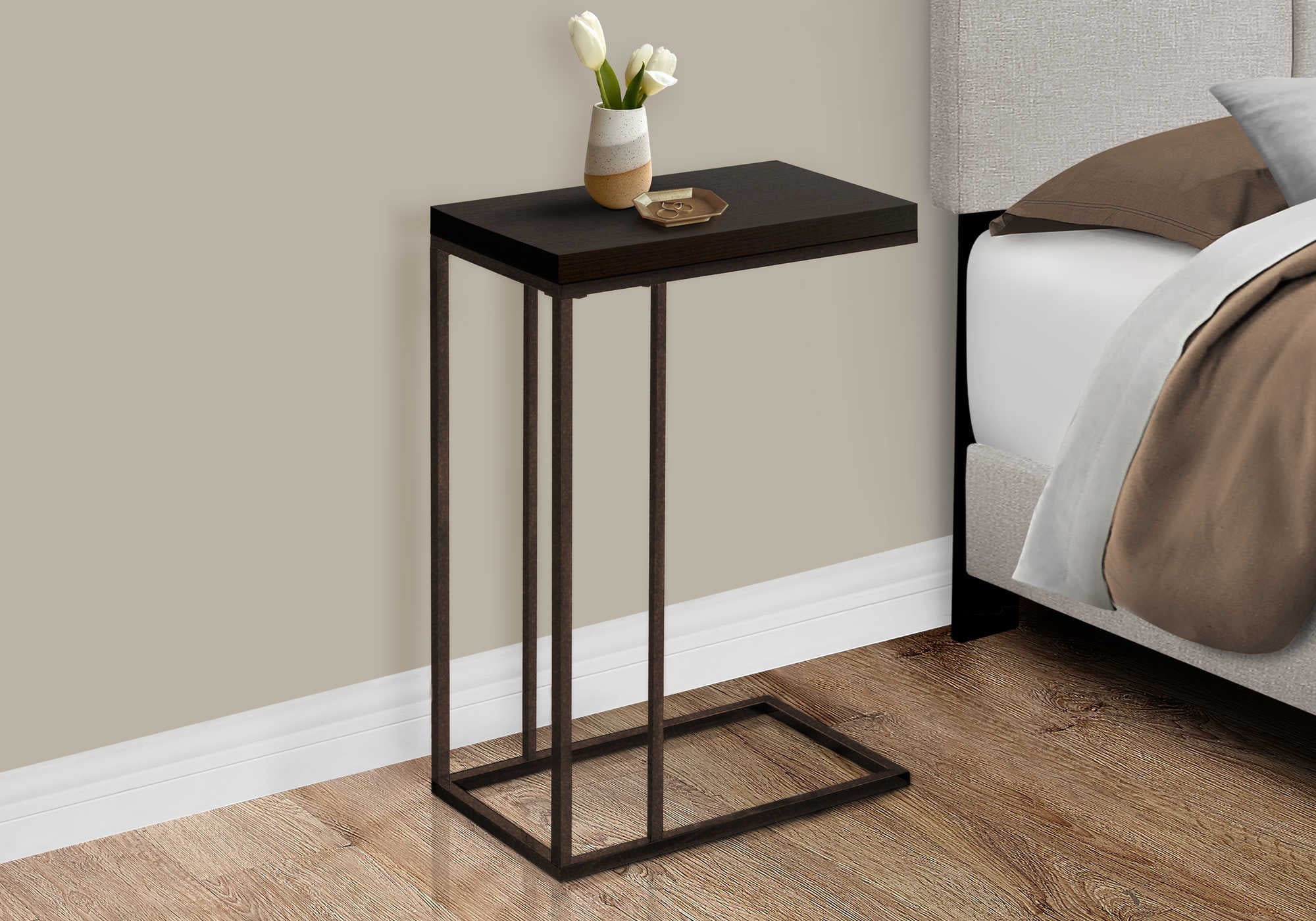 Image of nightstand - espresso / bronze metal  i 3088.