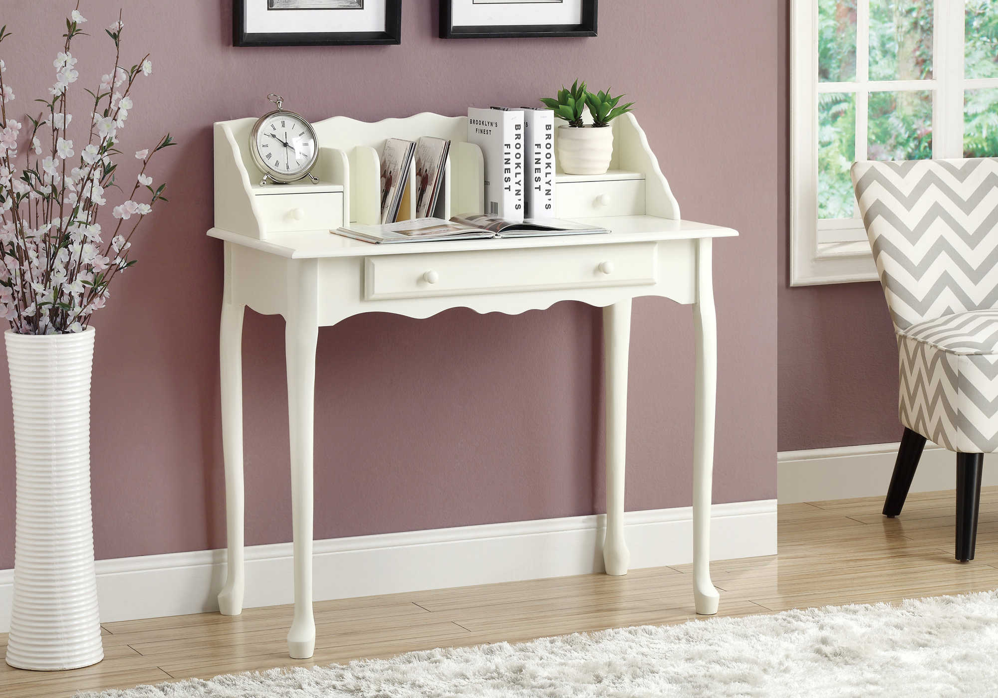 Image of computer desk - 36"l / antique white traditional i 3103.