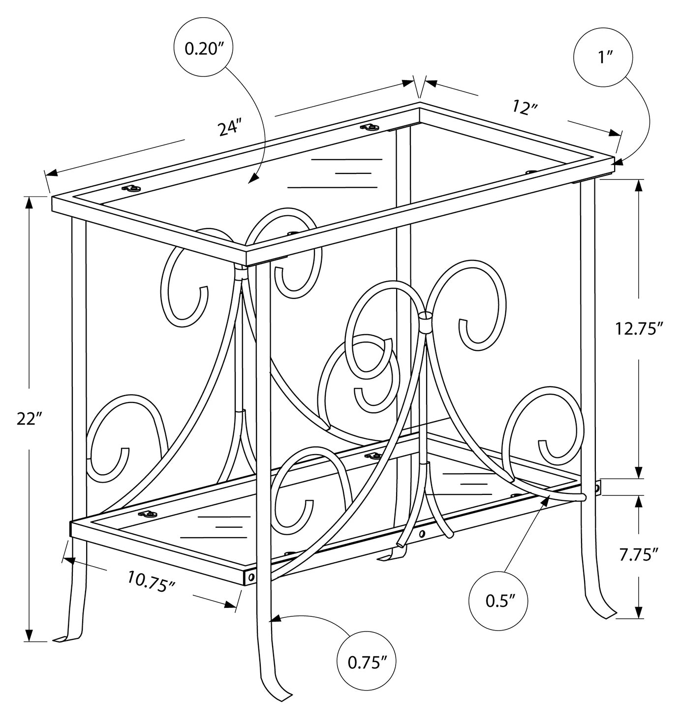 TABLE D'APPOINT - METAL BLANC AVEC VERRE TREMPE – I 3105
