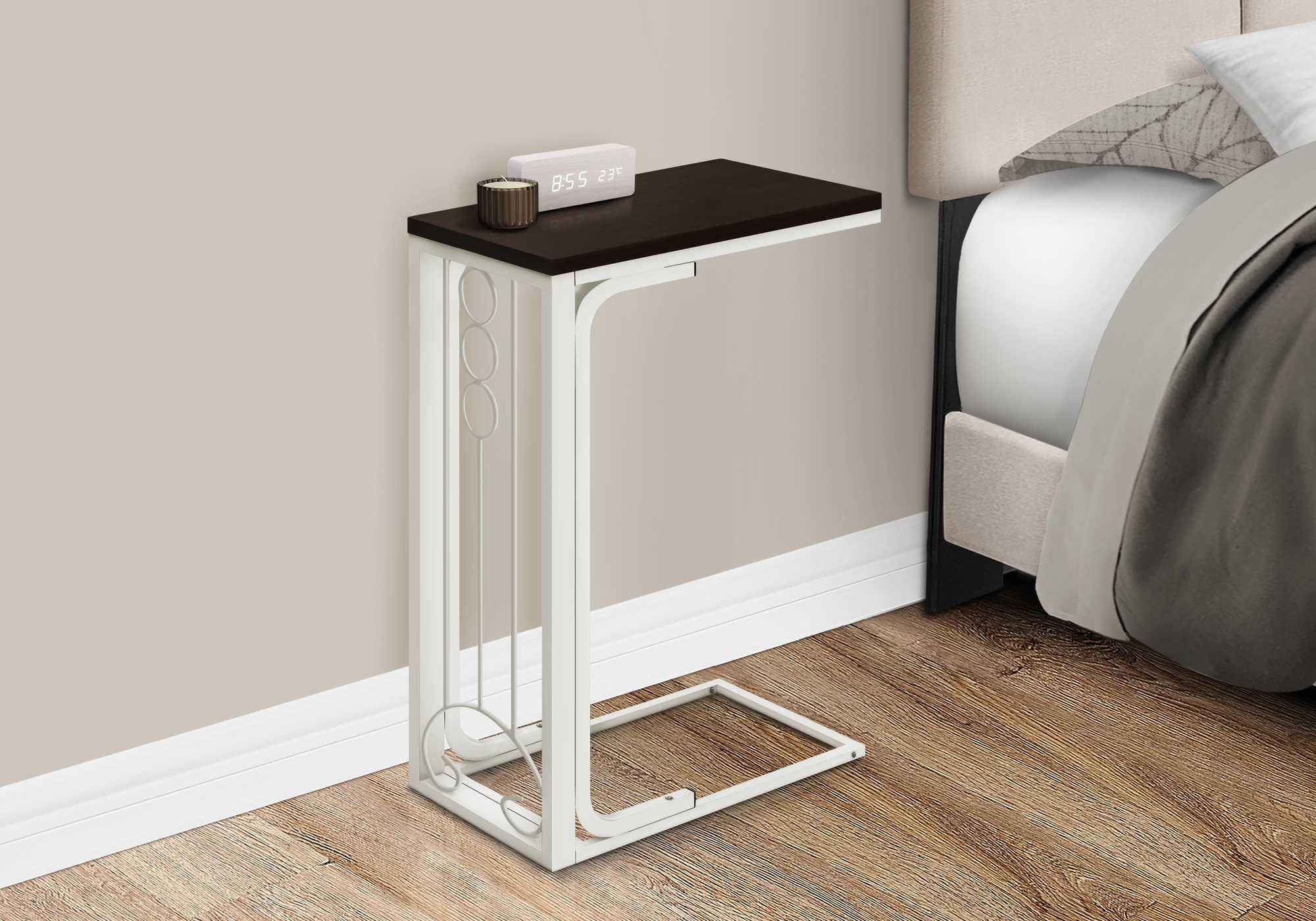 Image of nightstand - cherry top / antique white metal  i 3136.