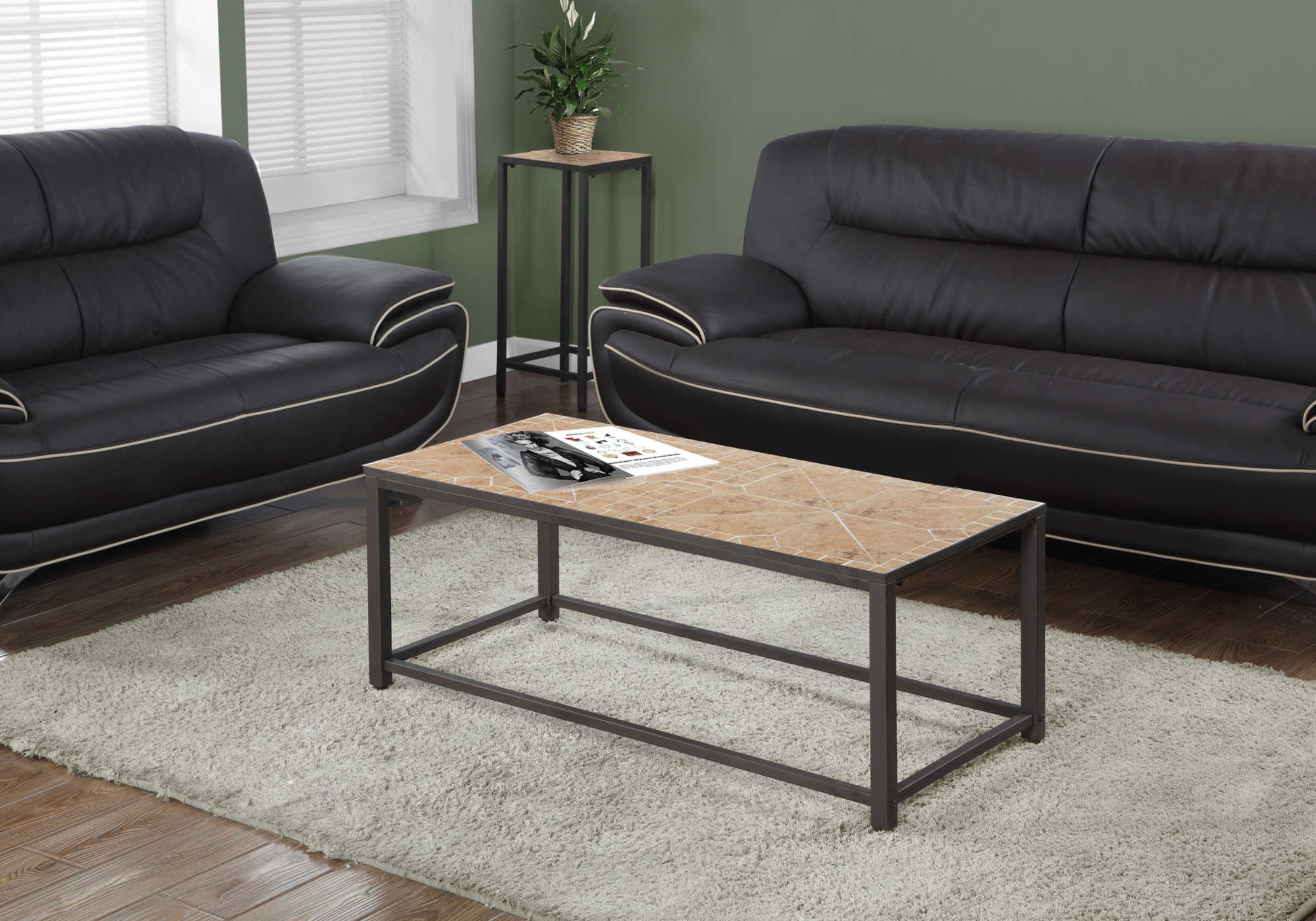 Image of coffee table - terracotta tile top / hammered brown i 3160.