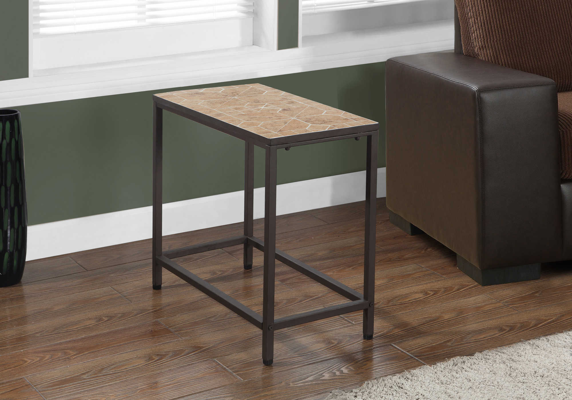 TABLE D'APPOINT - DESSUS TUILE TERRACOTTA / BRUN MARTELE – I 3163