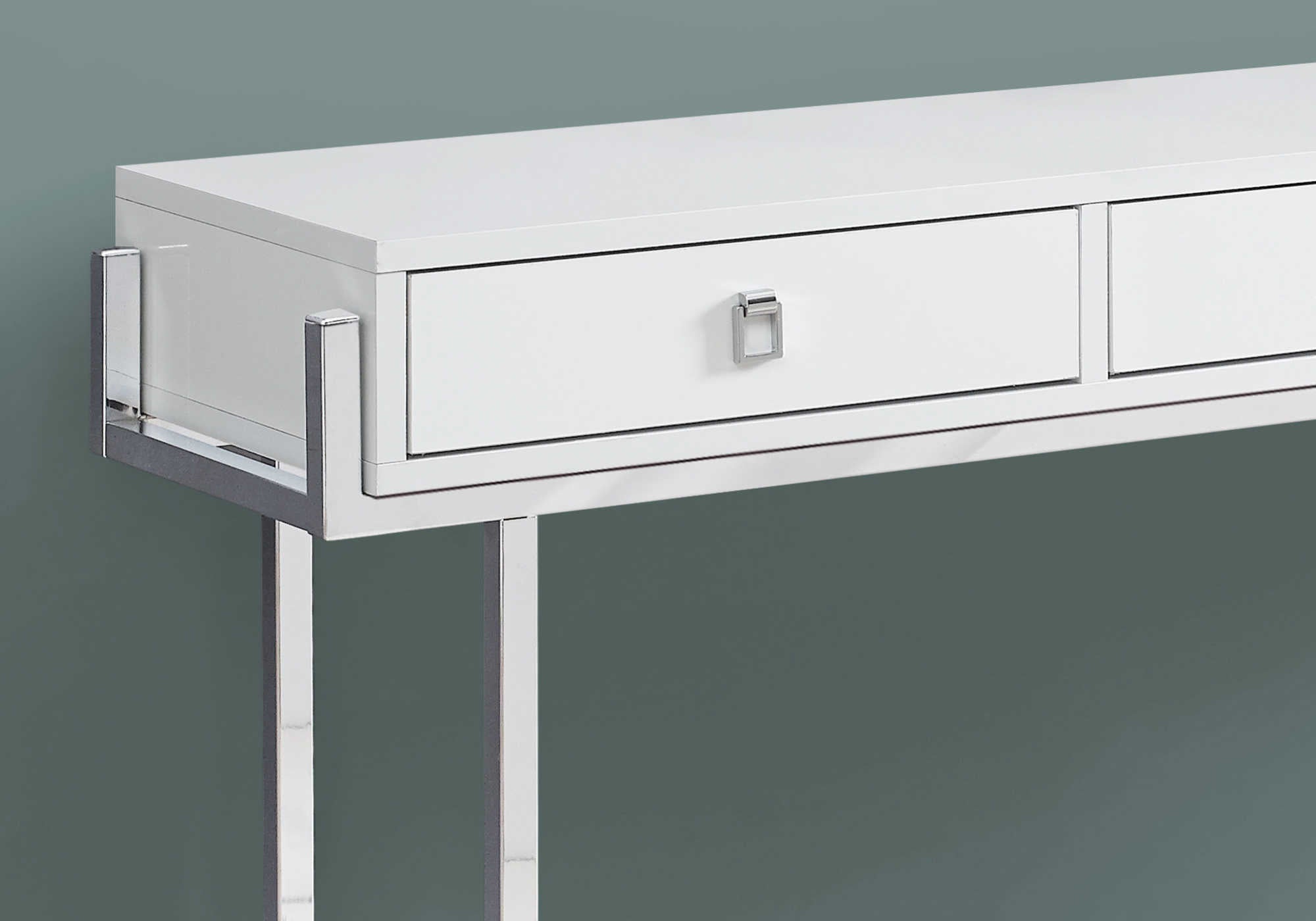 TABLE D'APPOINT - 48"L / BLANC LUSTRE / METAL CHROME – I 3297.