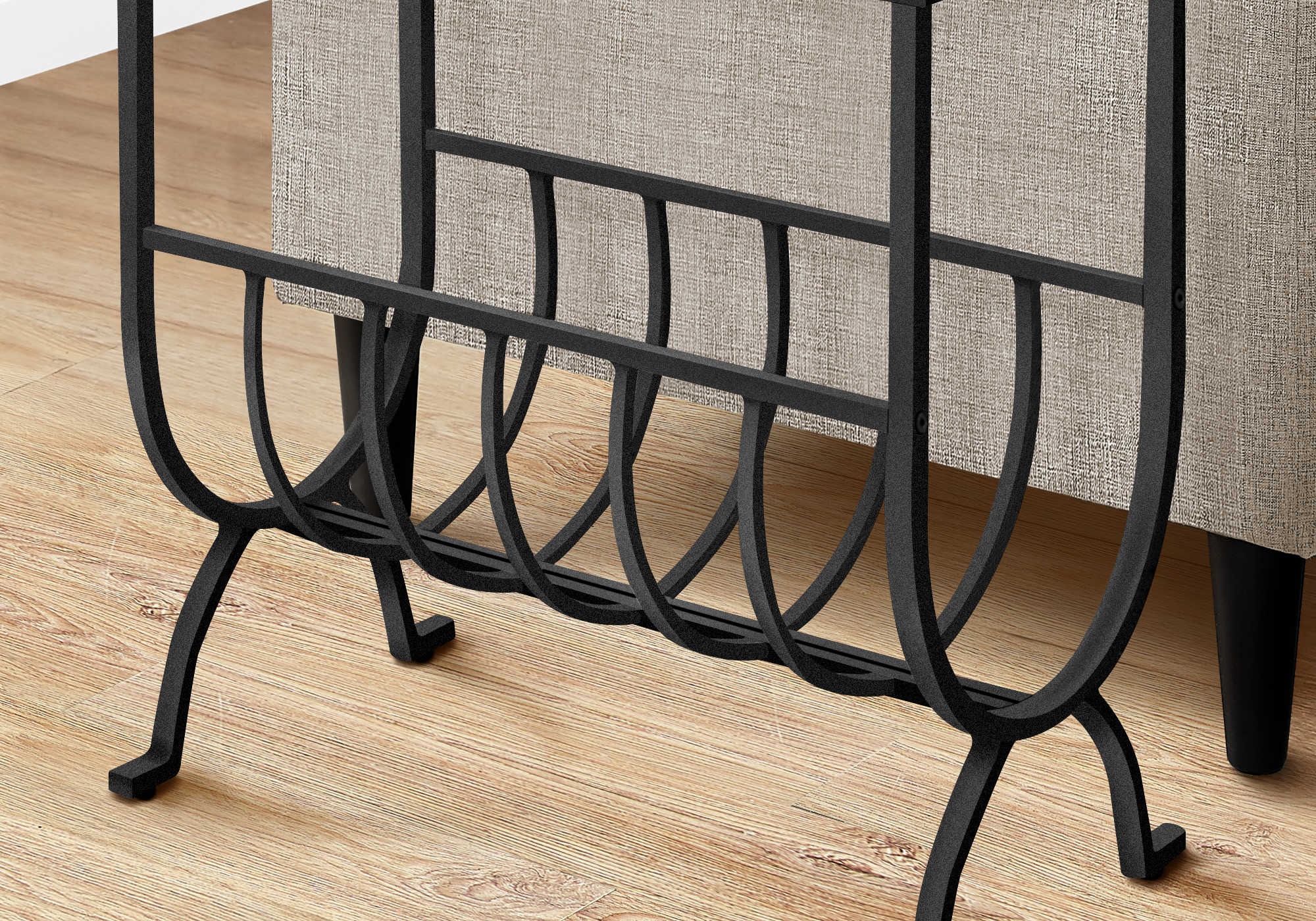 TABLE DE CHEVET - METAL NOIR AVEC VERRE TREMPE – I 3308.