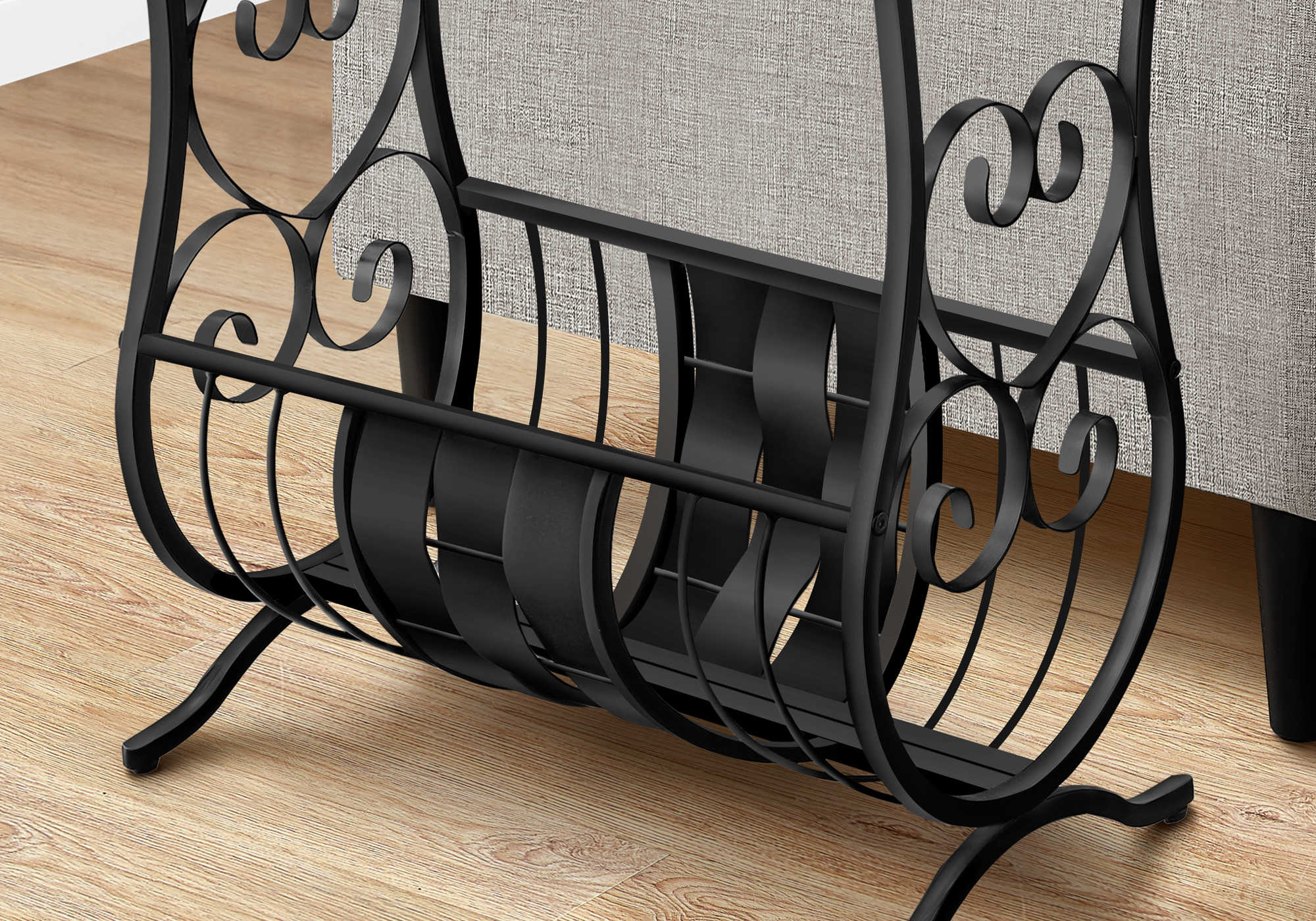 TABLE DE CHEVET - METAL NOIR SATINE AVEC VERRE TREMPE – I 3314.