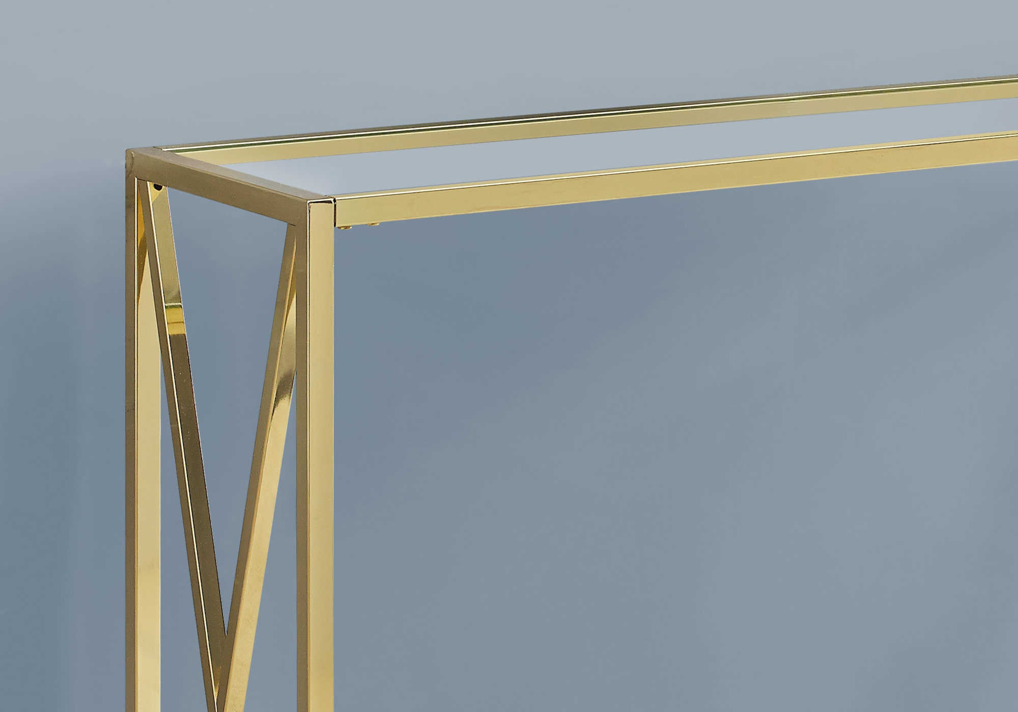TABLE D'APPOINT - 42"L/ METAL OR AVEC VERRE TREMPE – I 3446.