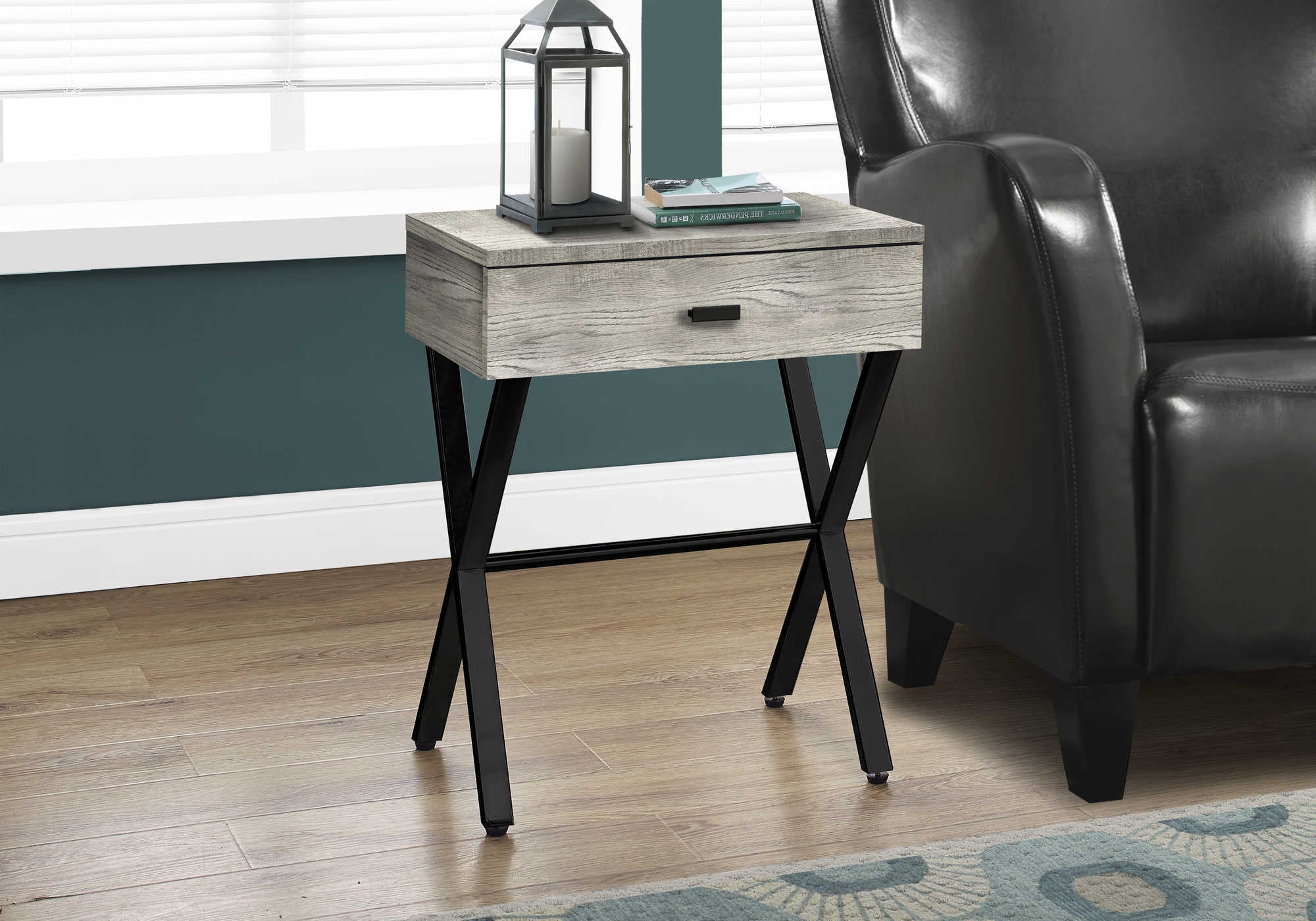 Image of accent table - 24"h / grey reclaimed wood / black metal  i 3451.