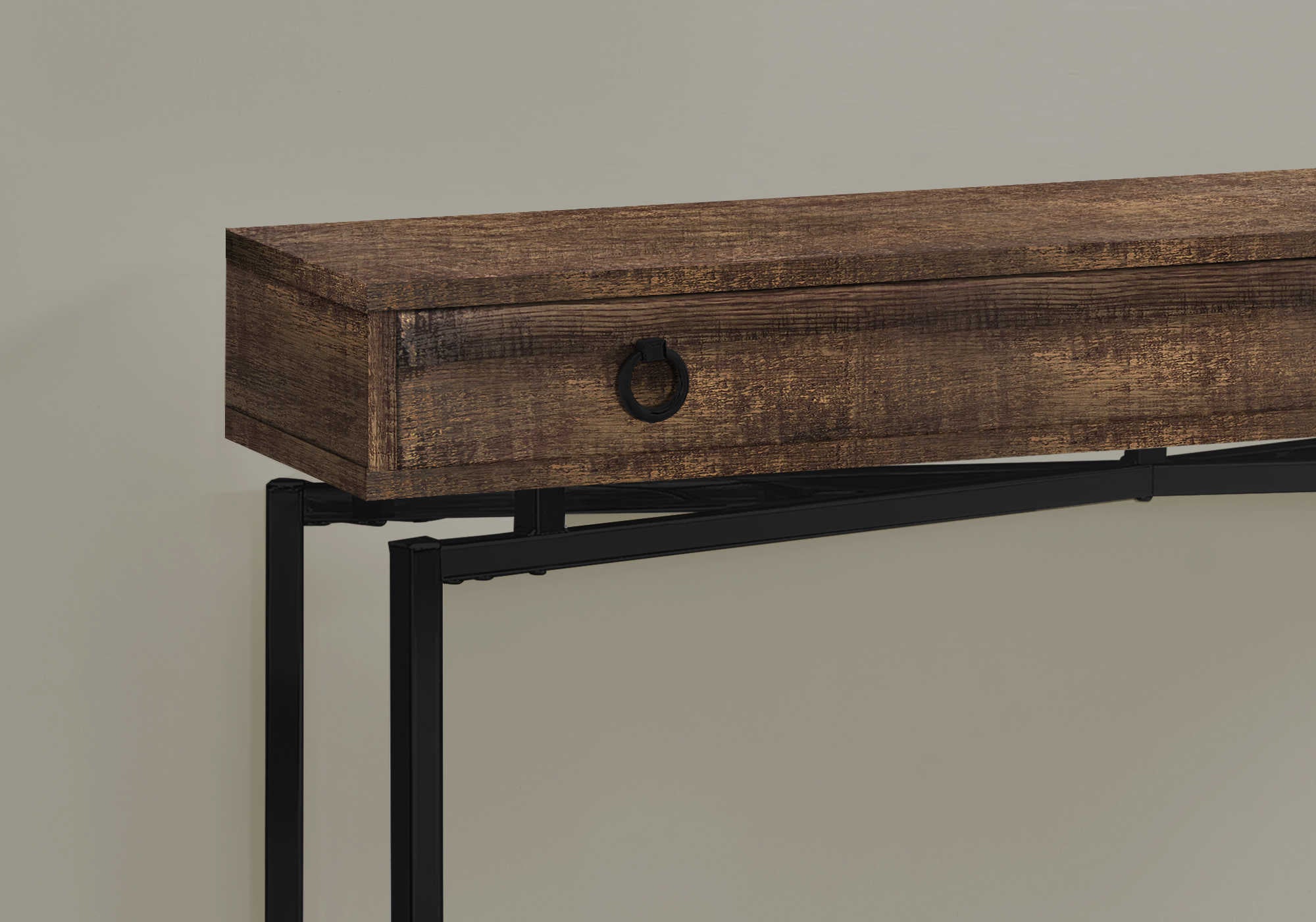 TABLE D'APPOINT - 42"L / FAUX BOIS BRUN / CONSOLE NOIR – I 3453.