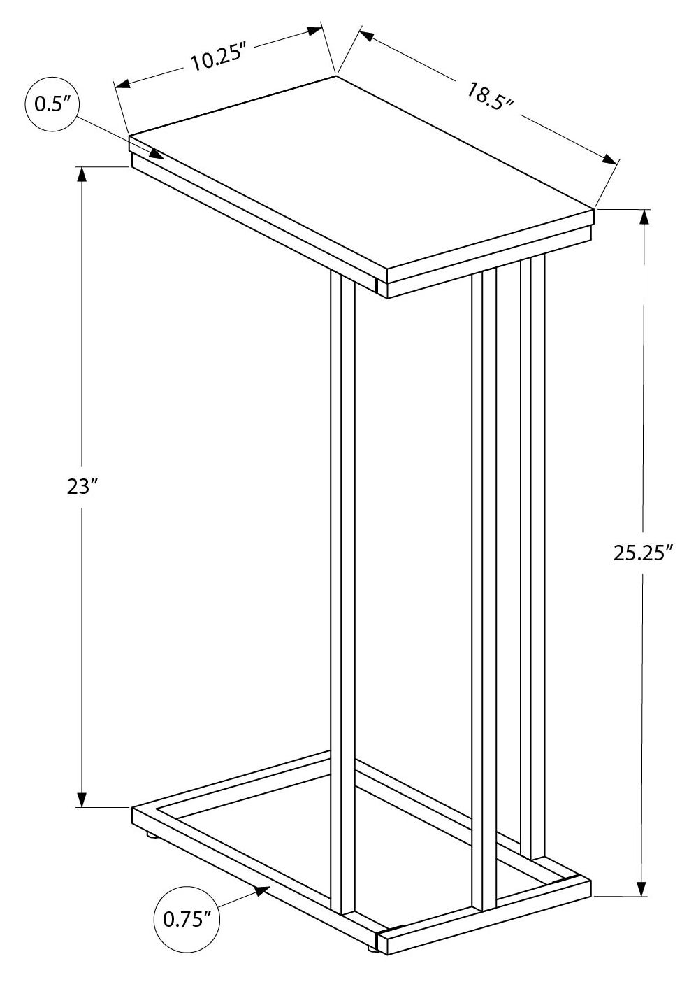 TABLE DE CHEVET - 25"H / NOIR / METAL NOIR – I 3467.