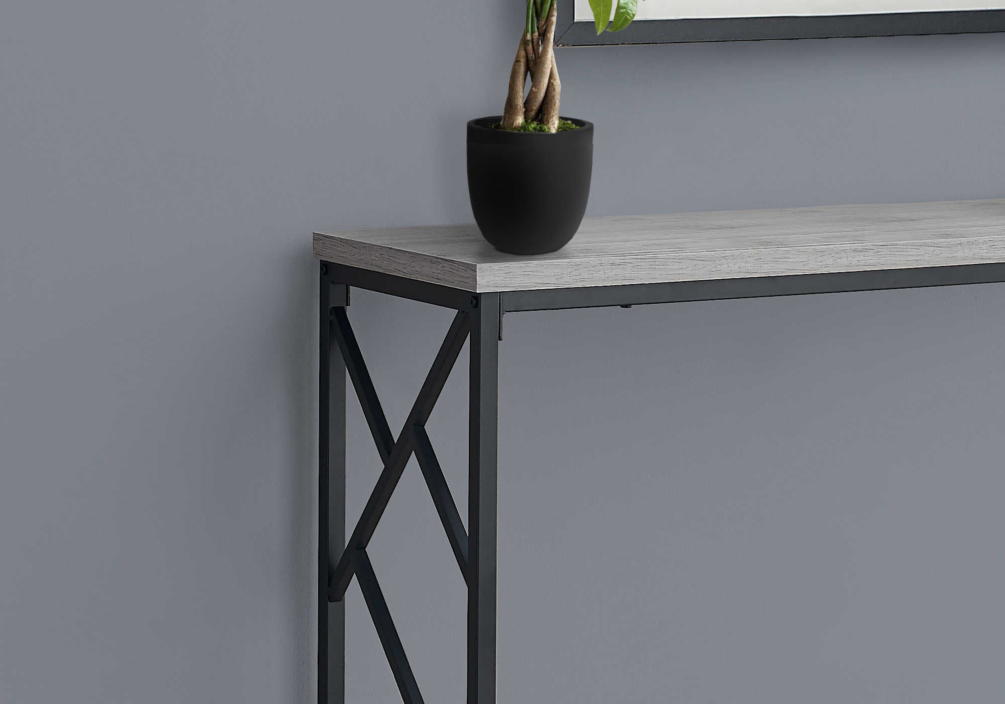 TABLE D'APPOINT - 44"L / CONSOLE D'ENTREE GRIS / NOIR – I 3532.